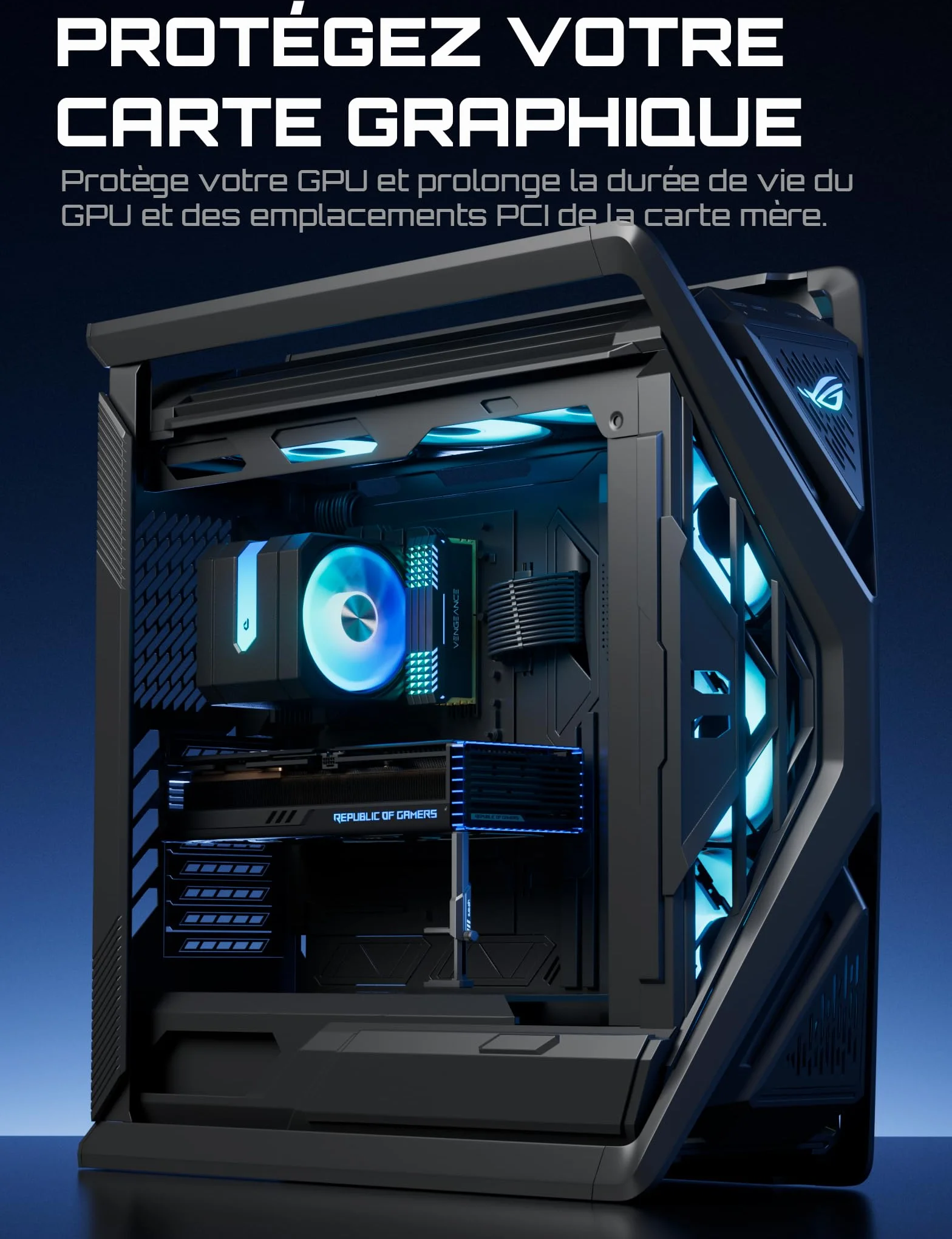 upHere GH07 Support GPU Alliage de Zinc Hauteur Réglable Carte Graphique Base Magnétique Patin Caoutchouc 18-160mm Noir
