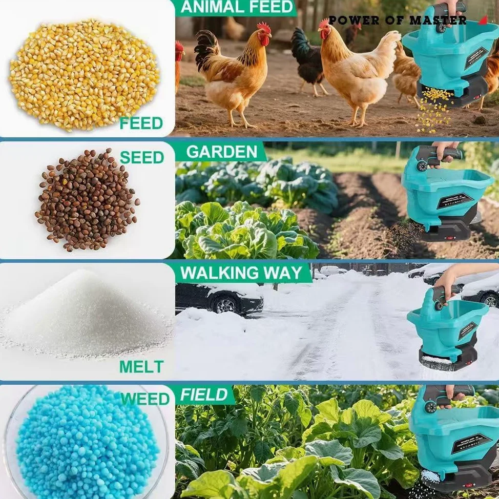 Épandeur d'engrais sans fil - Épandeur électrique portable pour pelouse - 3,3 l - Avec largeur d'épandage de 5 m - 6 vitesses, 8 niveaux de diffusion - Puissance de surface de 800 m² - Épandeur manuel
