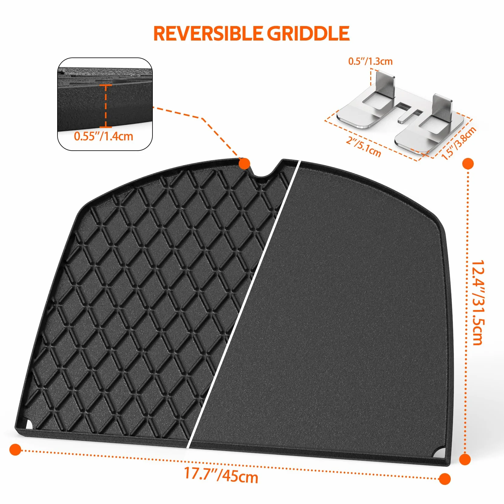Onlyfire Plaque de Cuisson Réversible Fonte pour Weber Q300 Q320 Q3000 Q3100 Q3200 Remplacement 6506