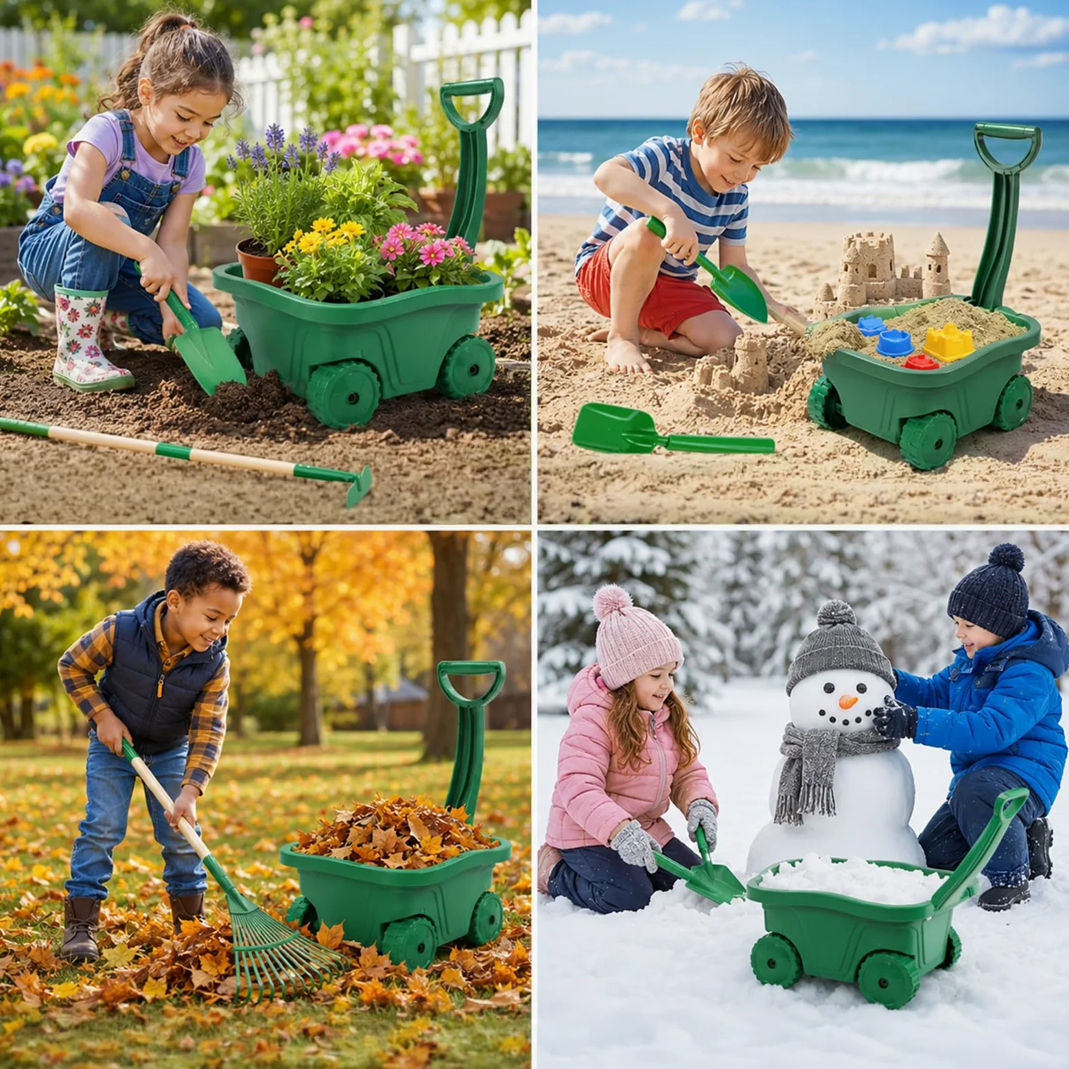 Outils Jardinage Enfant 3 Ans - 11 Kit Exterieur Jardin Brouette | set jardinage enfant, robuste, portable, métallique, bois, usage jardin, plage, neige, jouet cadeau jeux pour enfant