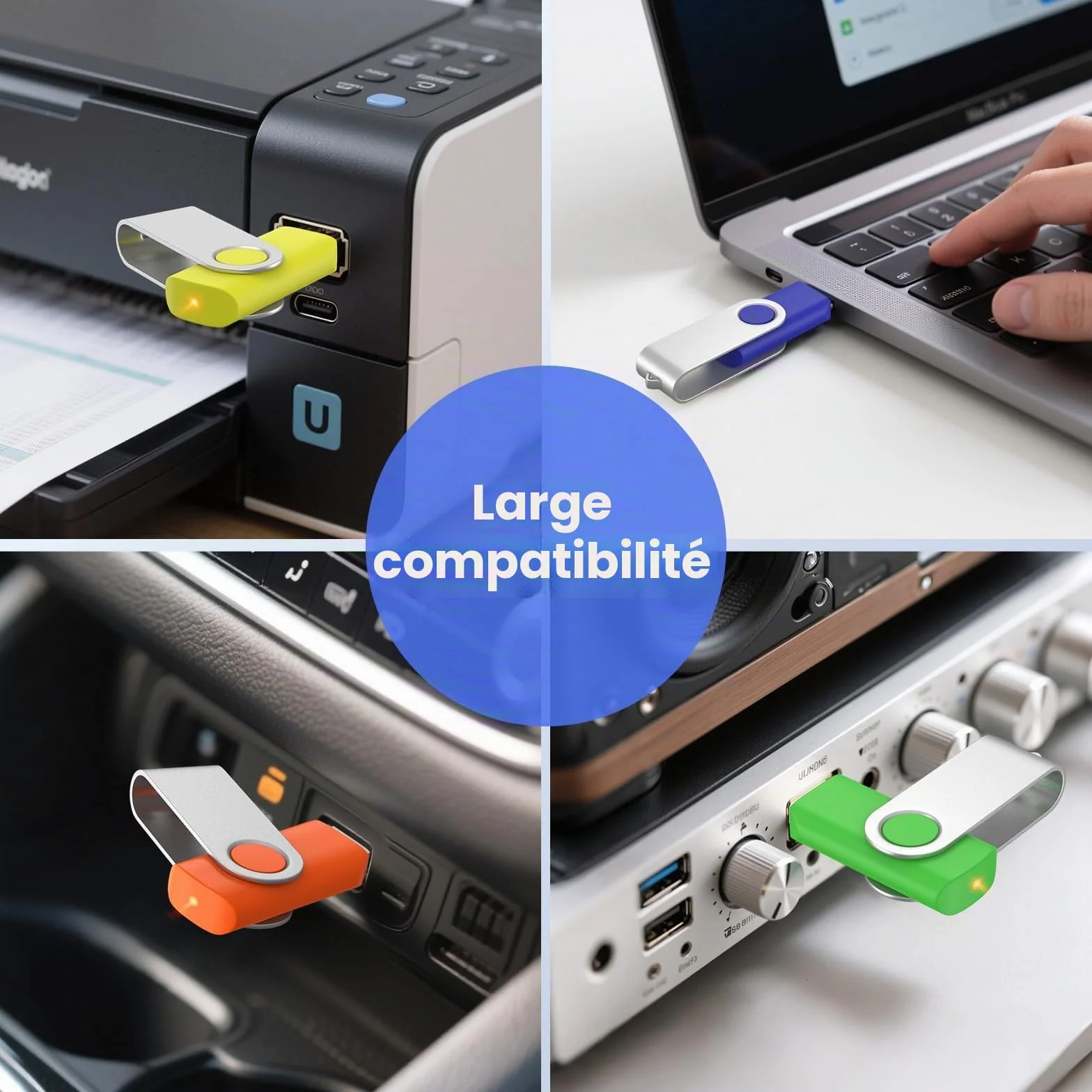 ABLAZE Clé USB 2.0 16 Go Lot de 10 Pivotant