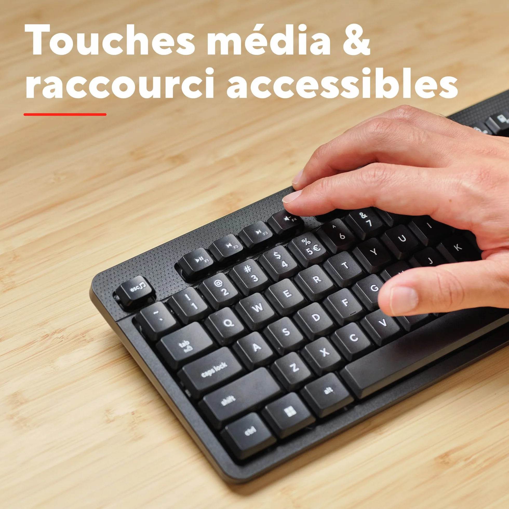 Clavier sans Fil Silencieux AZERTY Français Trust ODY II, Touches Plates Flottantes, Résistant aux Éclaboussures, Récepteur USB RF 2.4GHz, Noir