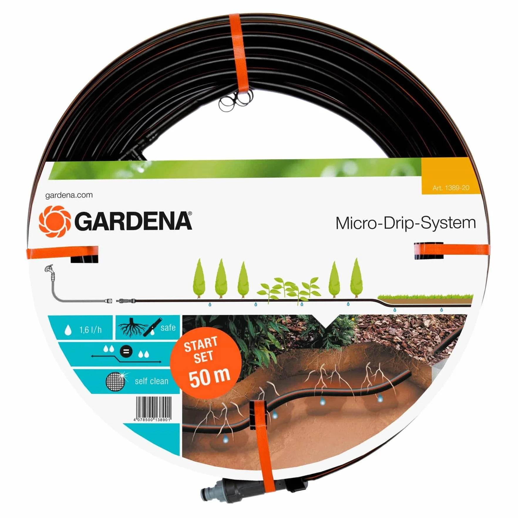Gardena Tuyau à goutteurs incorporés 13,7 mm enterré pour arrosage ciblé économisant l'eau (1389-20)