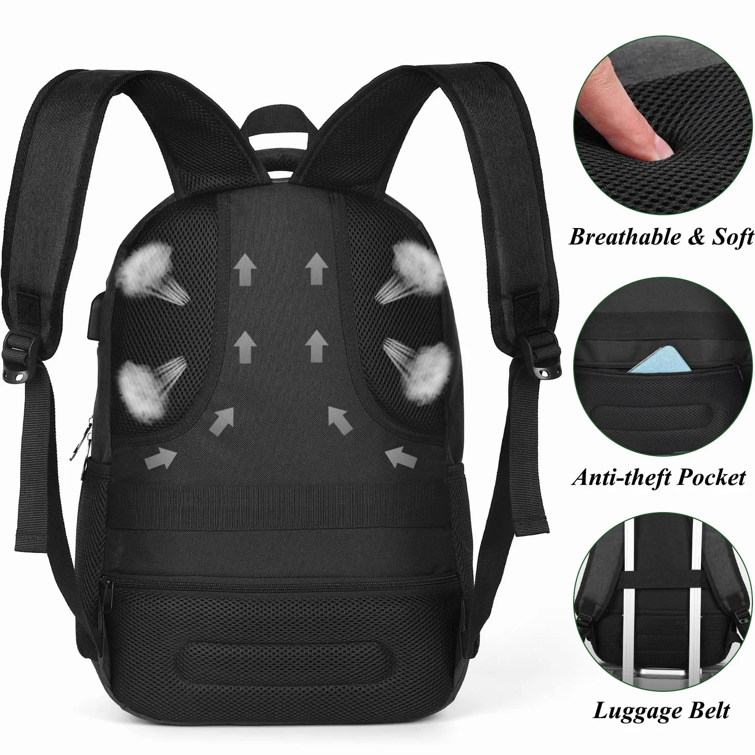 YAMTION Sac à dos d'école unisexe pour ordinateur portable lycée université travail