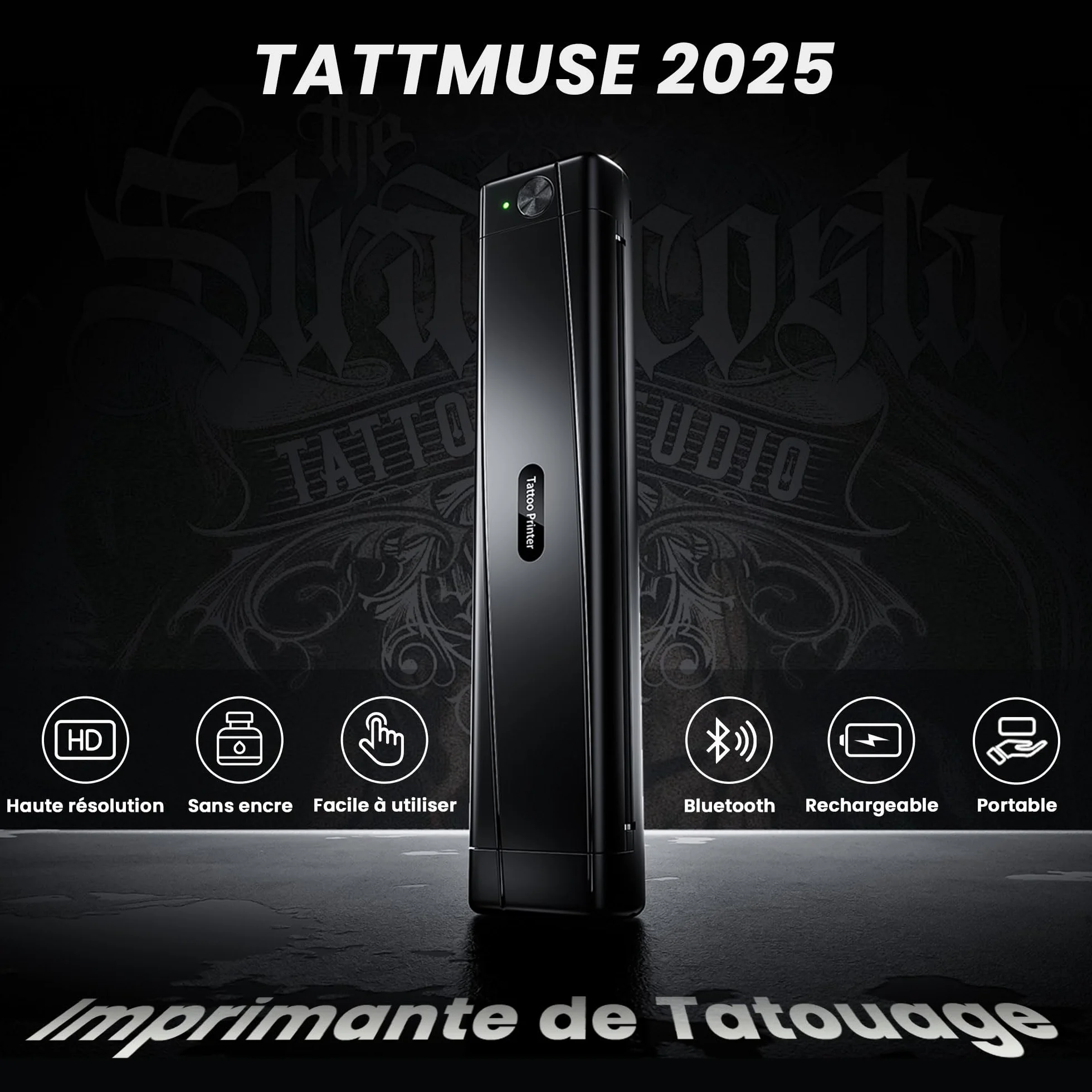 TATTMUSE Thermocopieur Tatouage Bluetooth, Imprimante Stencil Tatouage avec 10 Feuilles