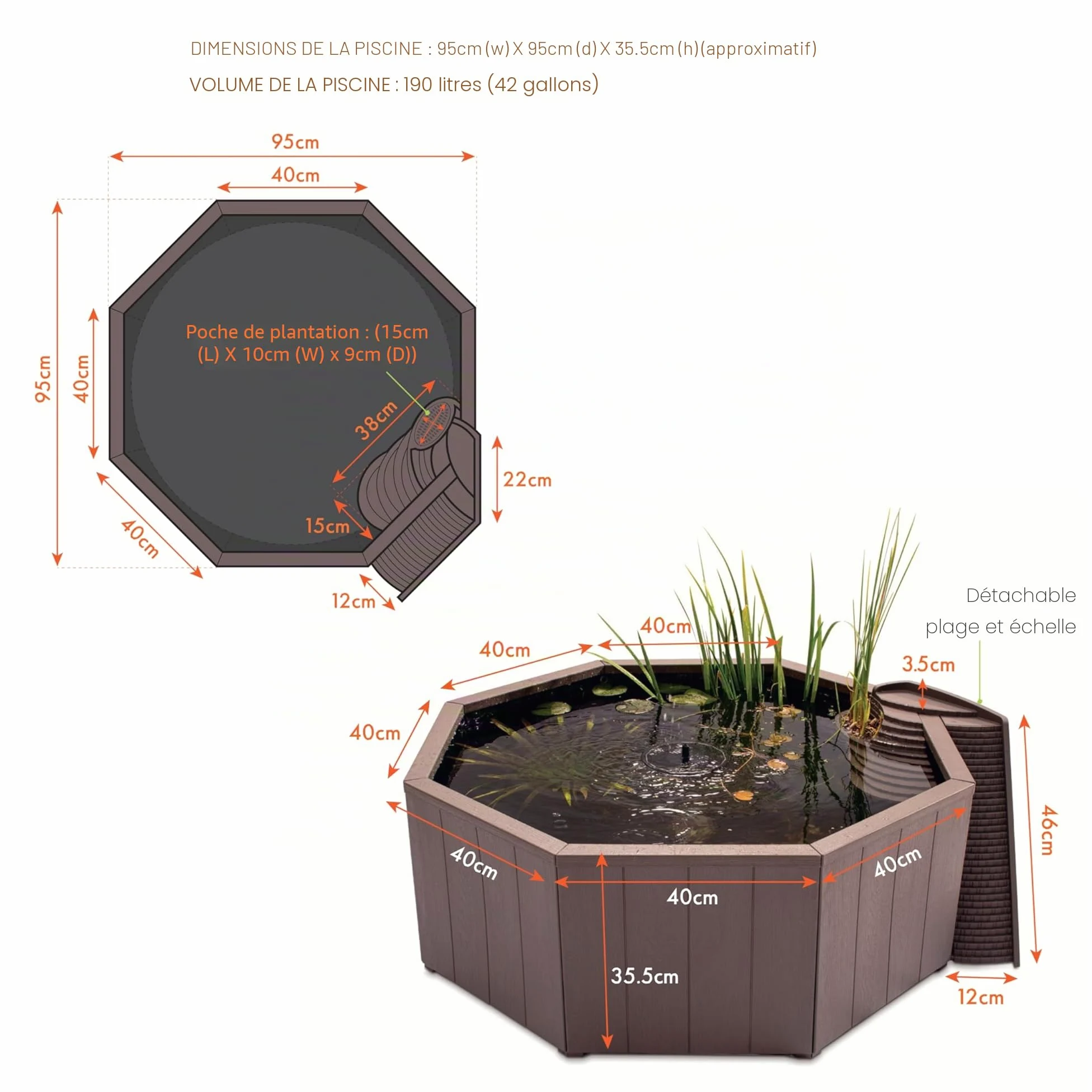 Blagdon Liberty No Dig Piscine Naturelle pour Jardin ou terrasse, Construction Facile, avec Pompe à Fontaine Solaire Flottante, Plate-Forme d'atterrissage pour Oiseaux, échelle d'accès à la Faune et