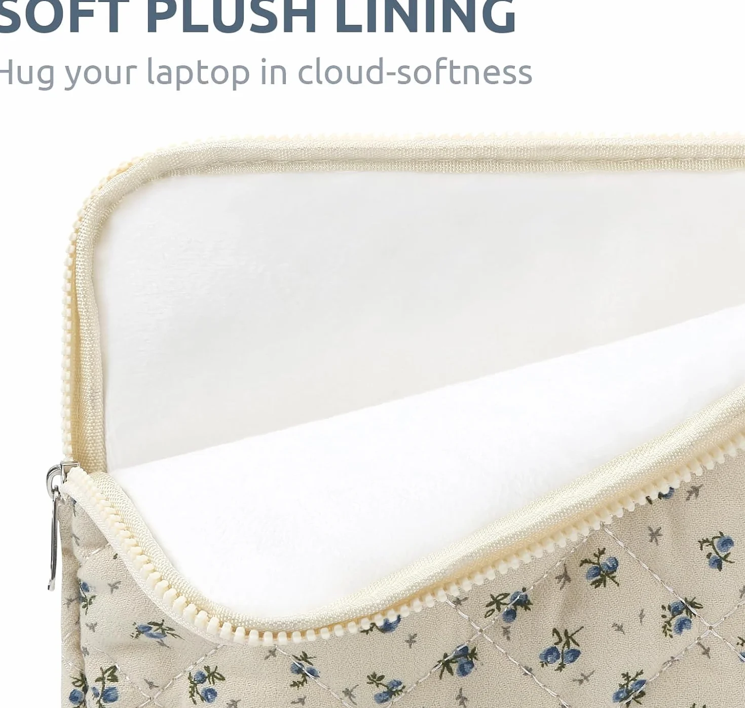 Housse Ordinateur 13-14 Pouces Matelassée Motif Floral Compatible MacBook Air 13 Pro 14 M5 M4 M3 M2 M1
