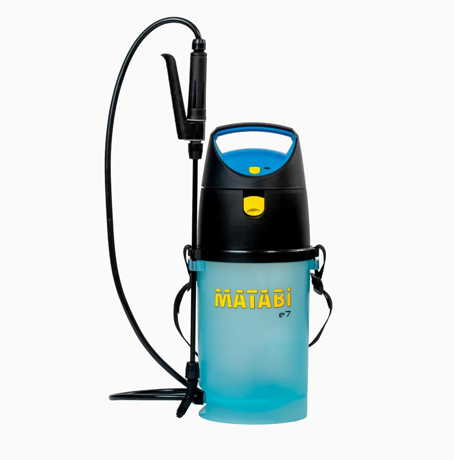 Matabi E7 - Pulvérisateur Électrique 5 L - Start/Stop USB-C - Autonomie 50L | Pulverisateur de Jardin avec Batterie, Tuyau 1,3 m, buse conique réglable, voyant LED, lance 36 cm, pour jardin et potager