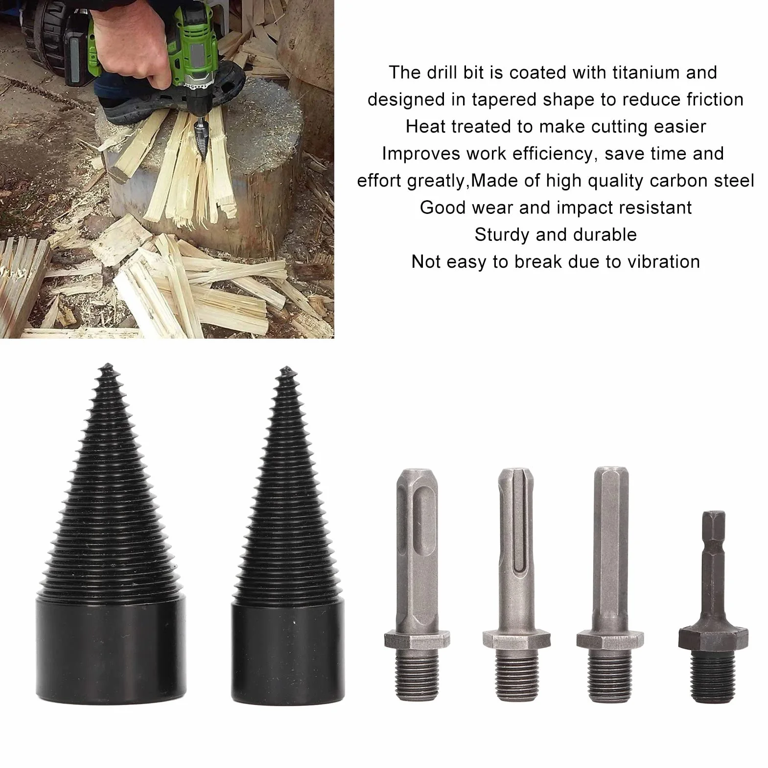 Cônes de Fendeur de Bois 32mm 42mm, 6 Pièces Forets Amovibles pour Perceuse