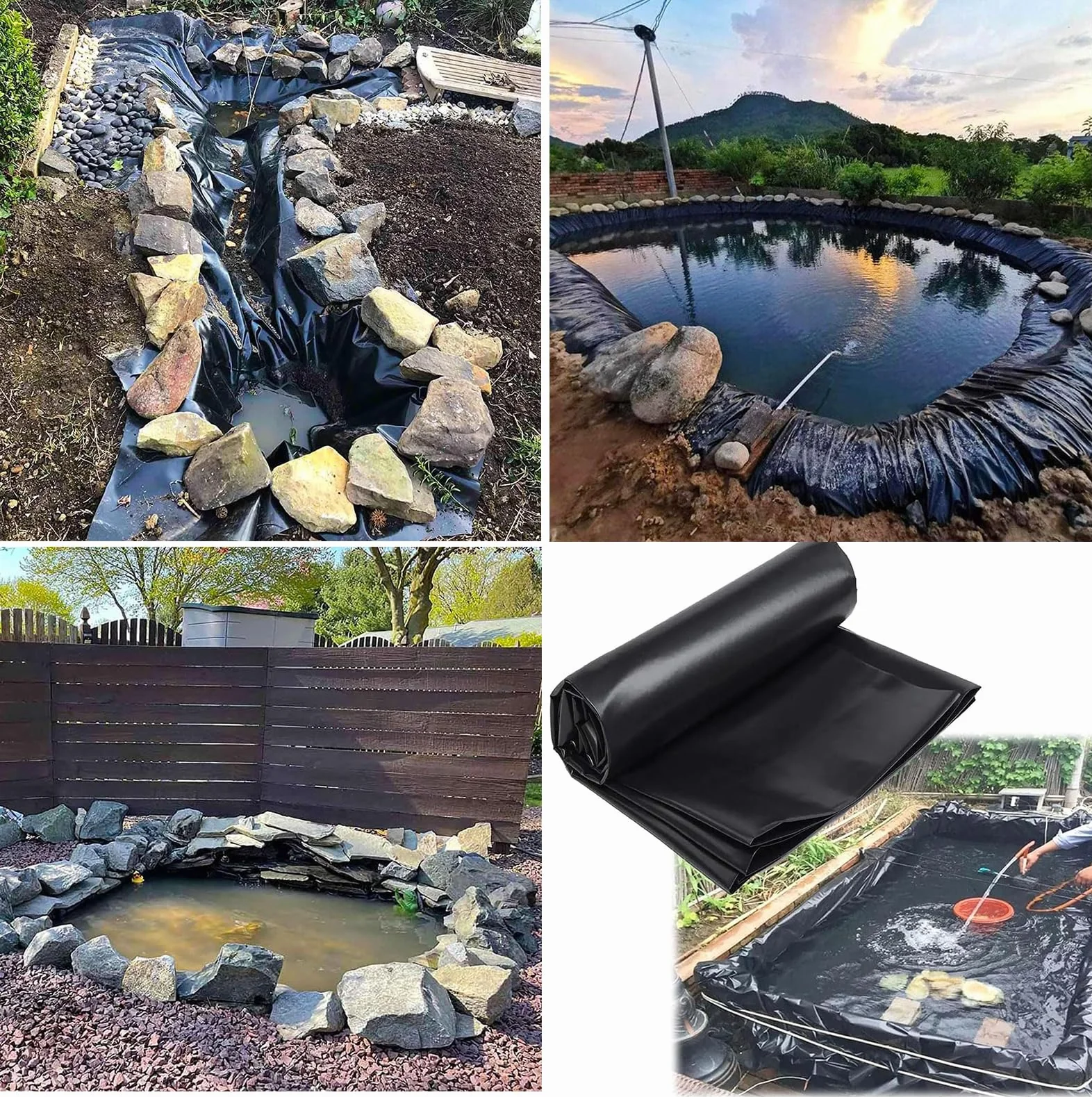 5x7.5m Liner bassin bache Noire agricole bassin Poisson Exterieur Jardin Facile à Installer étanchéité étanche et étanche bâche bassin extérieur bache epdm protéger l'étang Coupe Facile