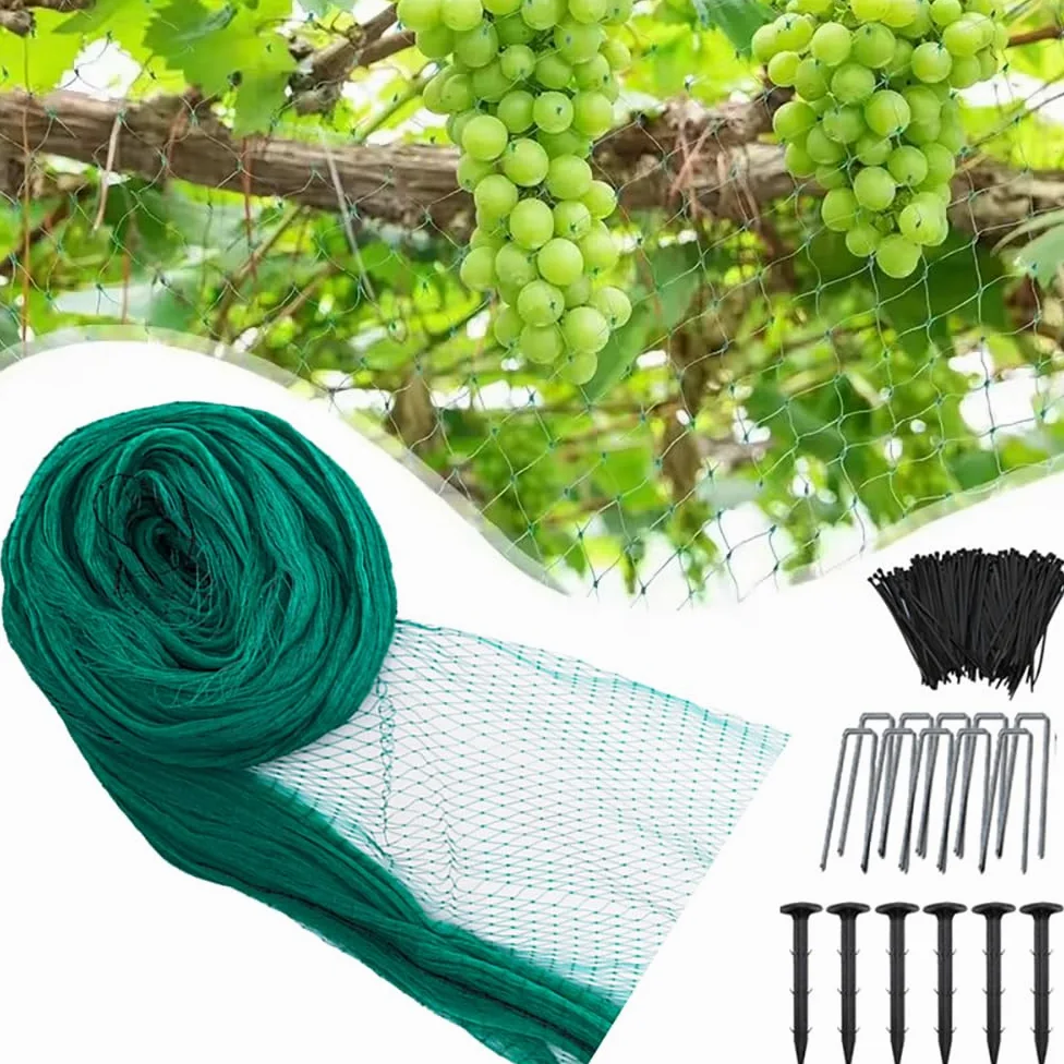 Filet Anti Oiseaux,Filet De Protection,Filet Anti Pigeon,15x 15m avec 10 Pointes en U, 5 Pointes en Plastique, 50 Attaches,Maille 6 * 6,pour Protéger Potagers Fruits Contre Dommages