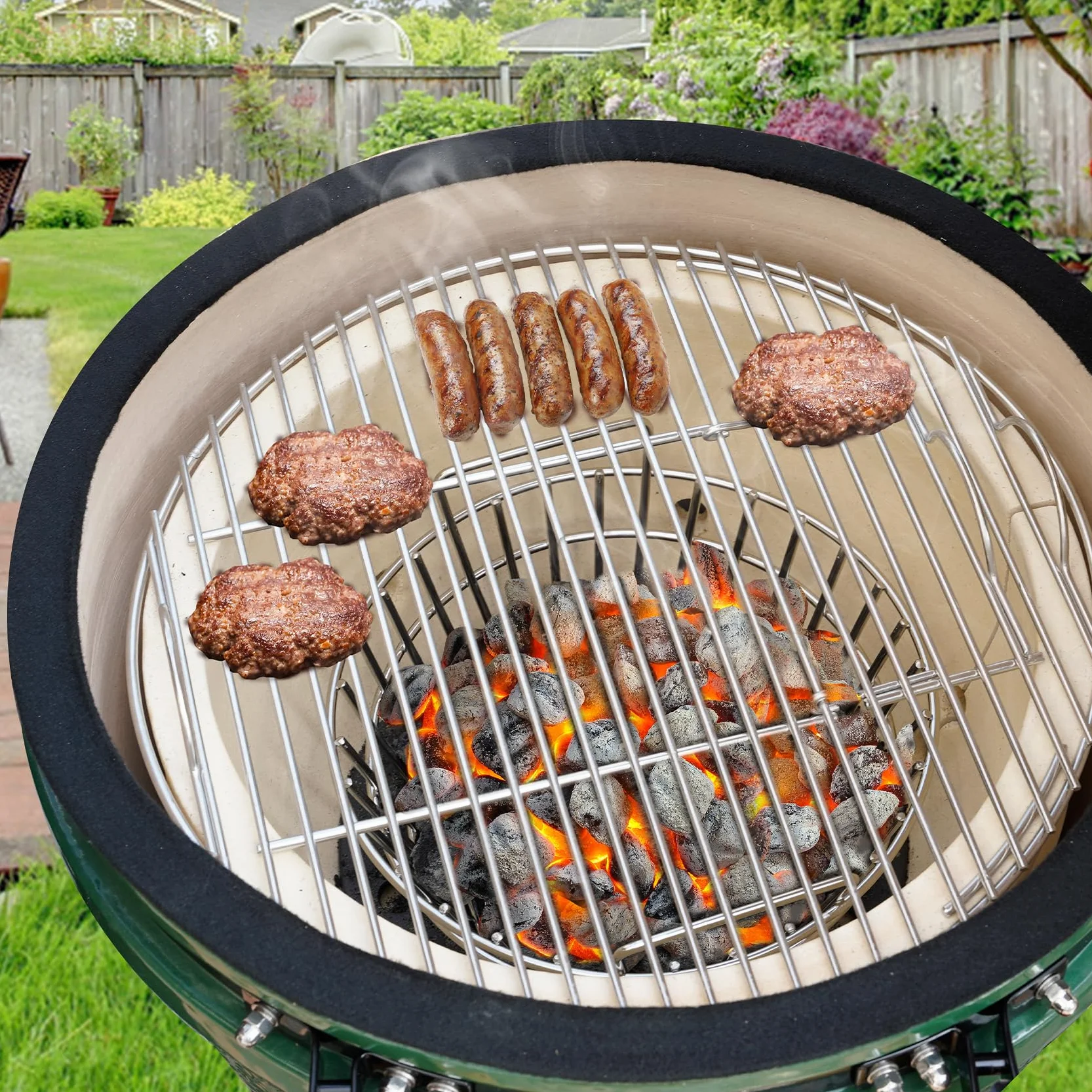 Onlyfire Panier à cendres en acier inoxydable pour œuf vert moyen, support de charbon barbecue