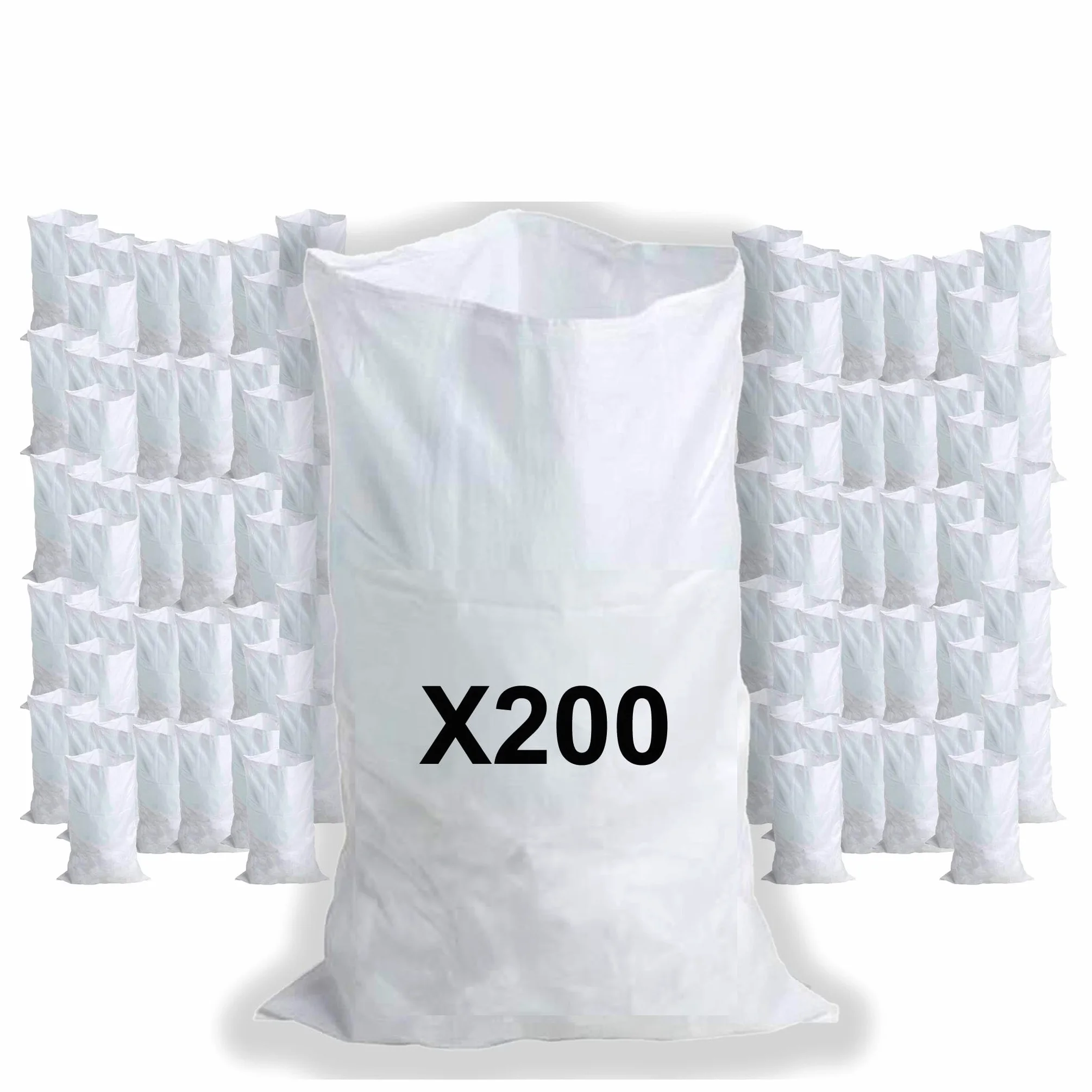 200 Sacs à Gravats, 55 x 95cm, 55kg, Résistant et Réutilisable, En polypropylène tissé blanc, Sable, Terre, Gravier, Jardinage, Chantier, Déchets de constructions