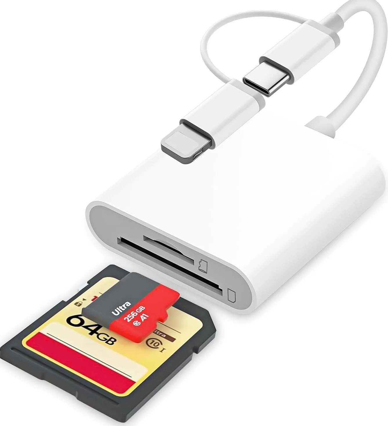 Adaptateur de lecteur de carte SD 2-en-1 iPhone Lightning certifié Apple MFi