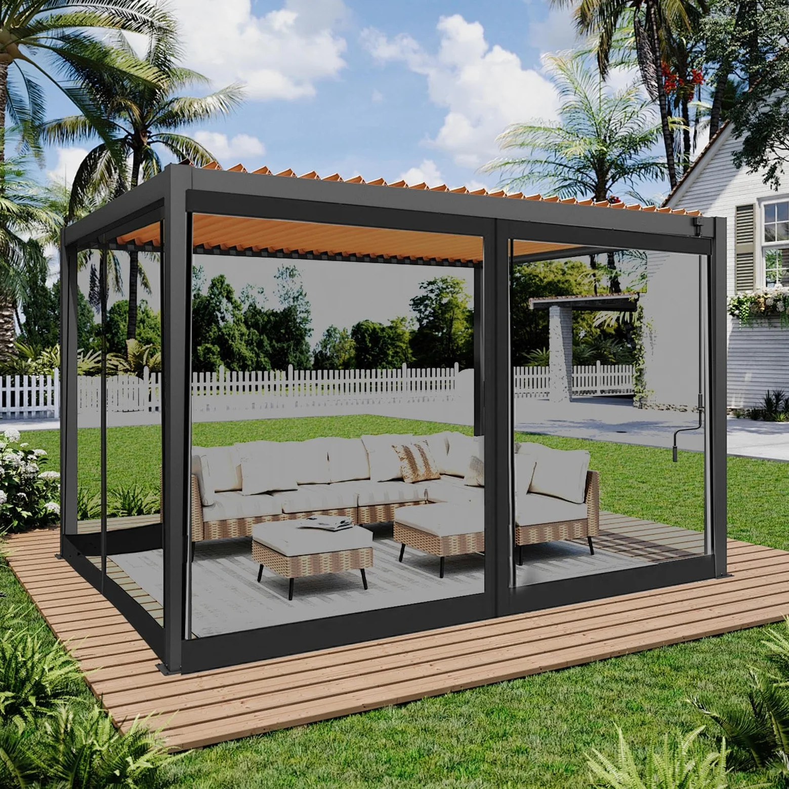 Filet pour Gazebo 4 Pièces Pare-Anti-Moucherons Ventilées | pare-pour tonnelle Pour Extérieur Arrière-Cour Patio Terrasse Balcon Jardin Camping Pique-Nique Camping-Car Été