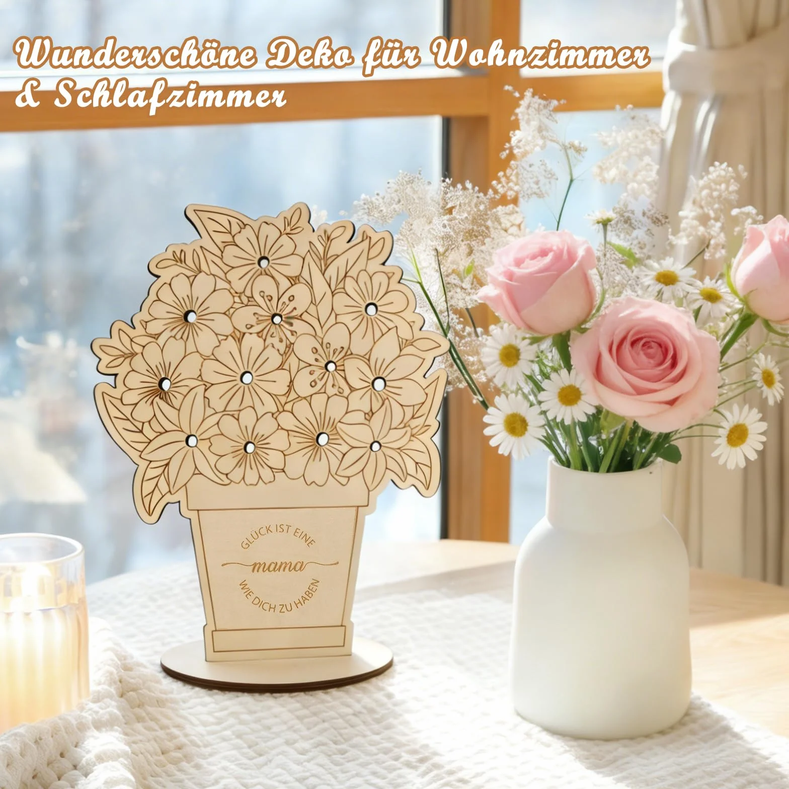 Bouquet de fleurs en bois kit de bricolage avec gravure décoration en bois