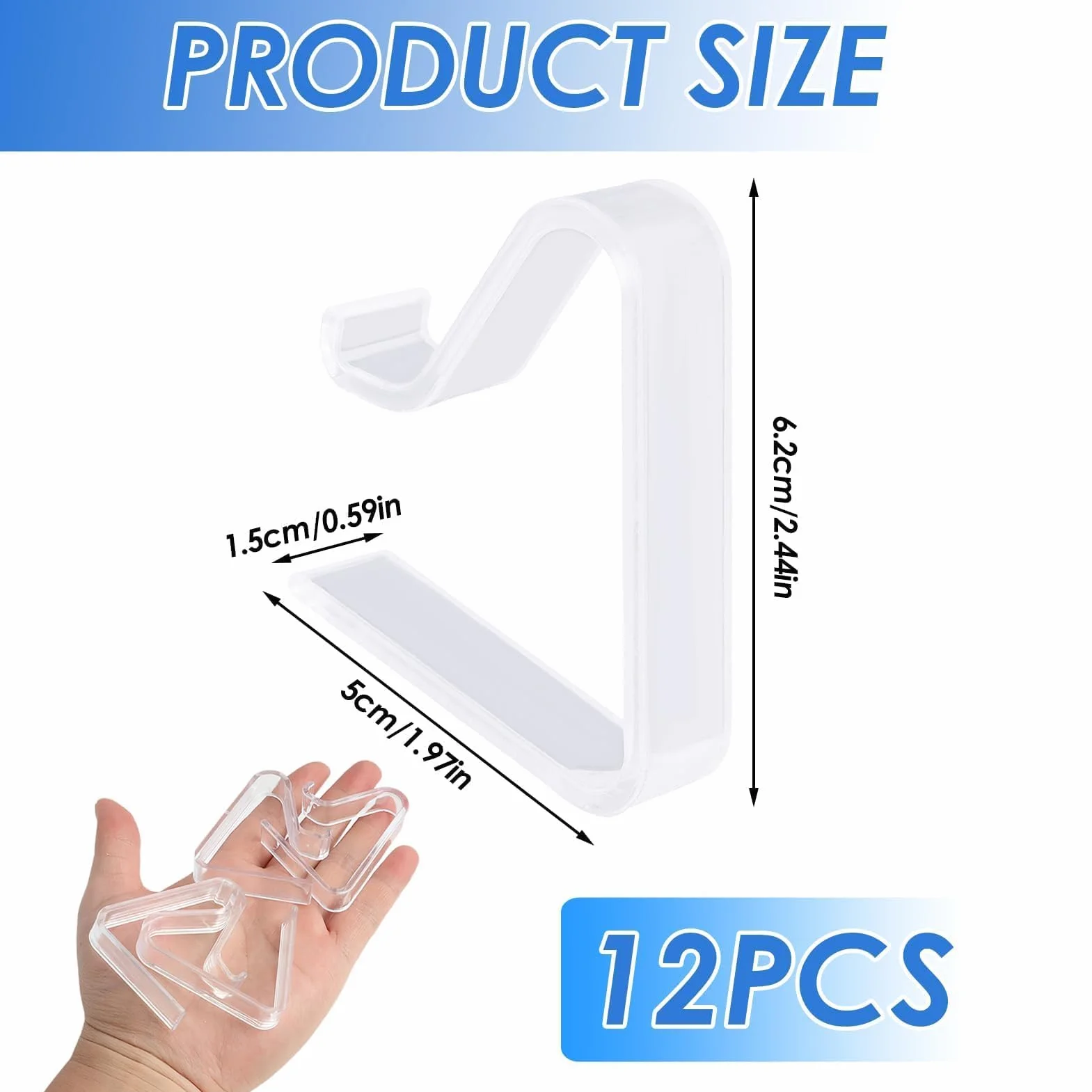 Pinces à Nappe en Plastique Transparent pour Tables 3,5-5 cm 12 Pièces