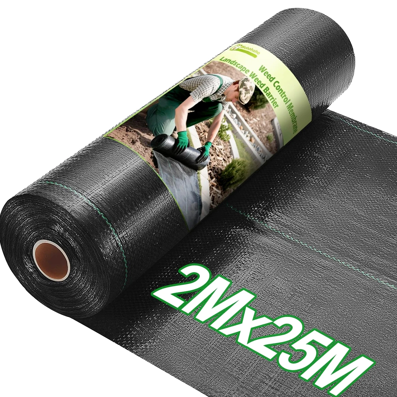 wohohoho Rouleau de membrane anti-mauvaises herbes 2 m x 25 m - Tissu anti-mauvaises herbes très résistant pour terrasse, jardin, parterres de fleurs, étang