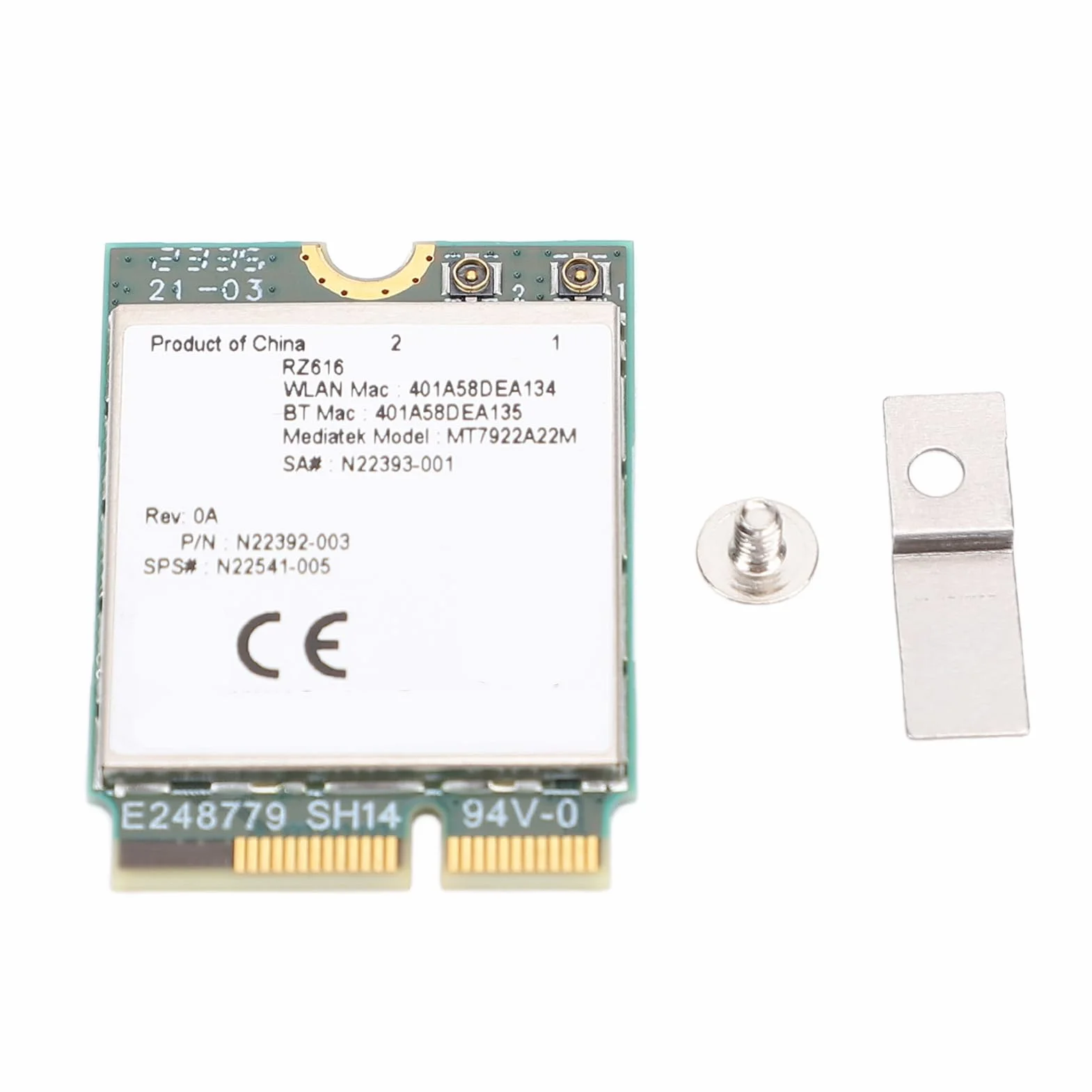 Carte sans Fil Wi-Fi 6E M.2 MT7922A22M pour Ordinateur Portable Bluetooth 5.2 RZ616 5374 Mbit/s