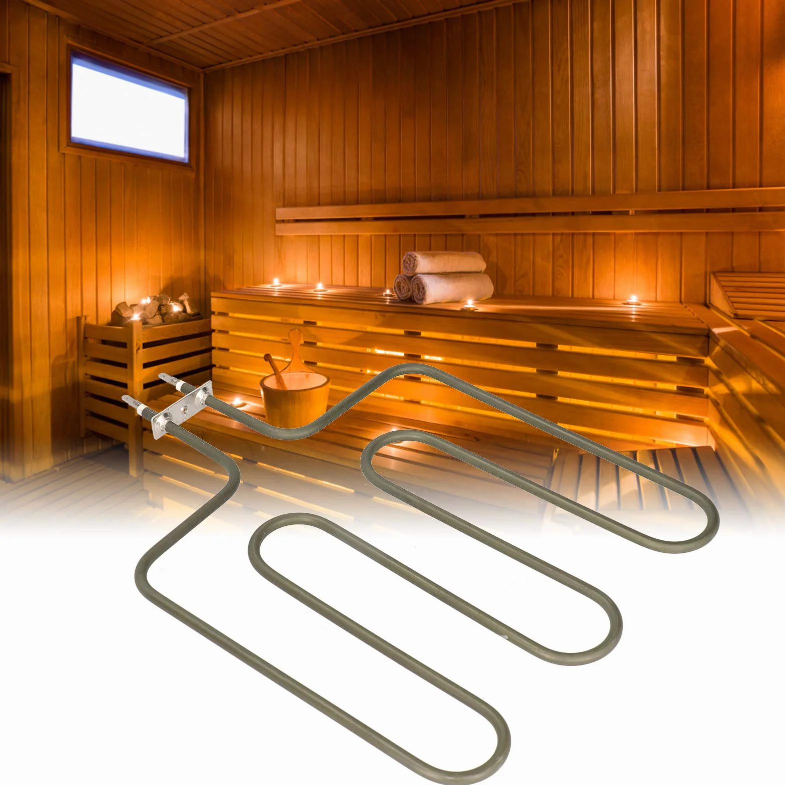 Tube Chauffant de Sauna en Acier Inoxydable 1,5 Kw Chauffage Rapide Accessoire Poêle 4,5 Kw