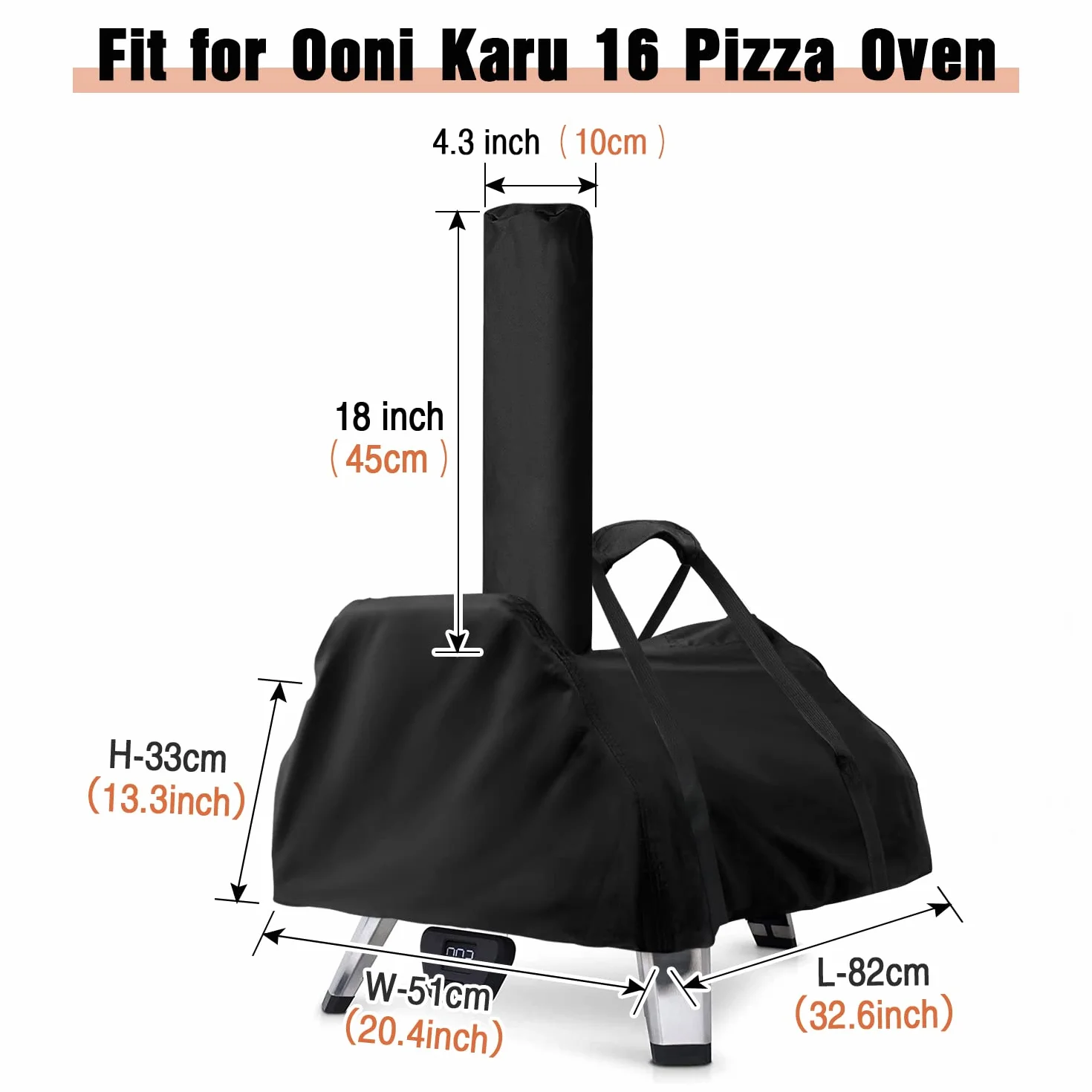 Ooni Karu 16 Housse de four à pizza étanche, 420D Oxford, 83x52x34 cm