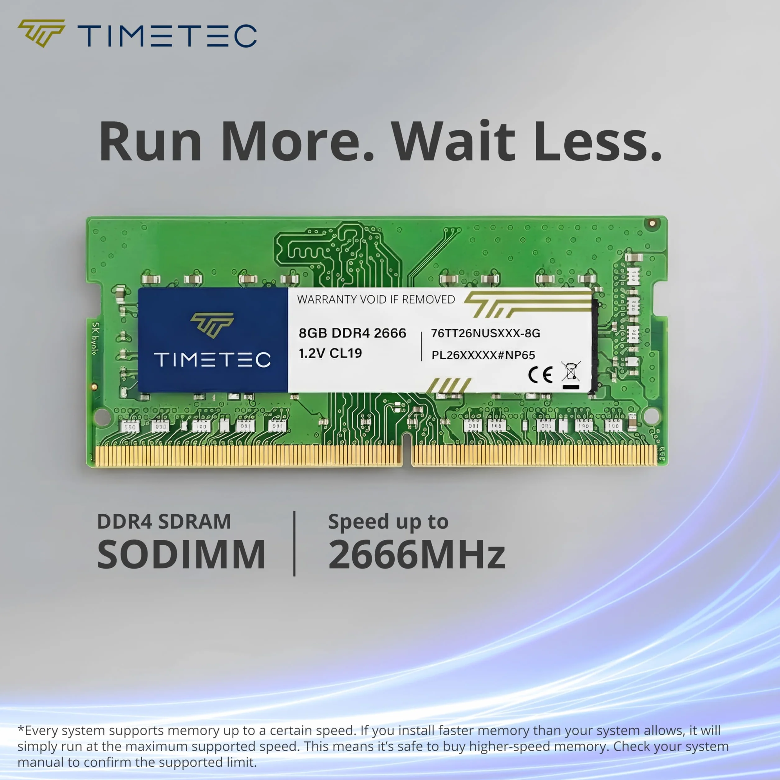 Timetec 8 Go DDR4 2666 MHz PC4-21300 SODIMM Module Mémoire Non-ECC 260 Broches 1.2 V CL19 pour Ordinateur Portable