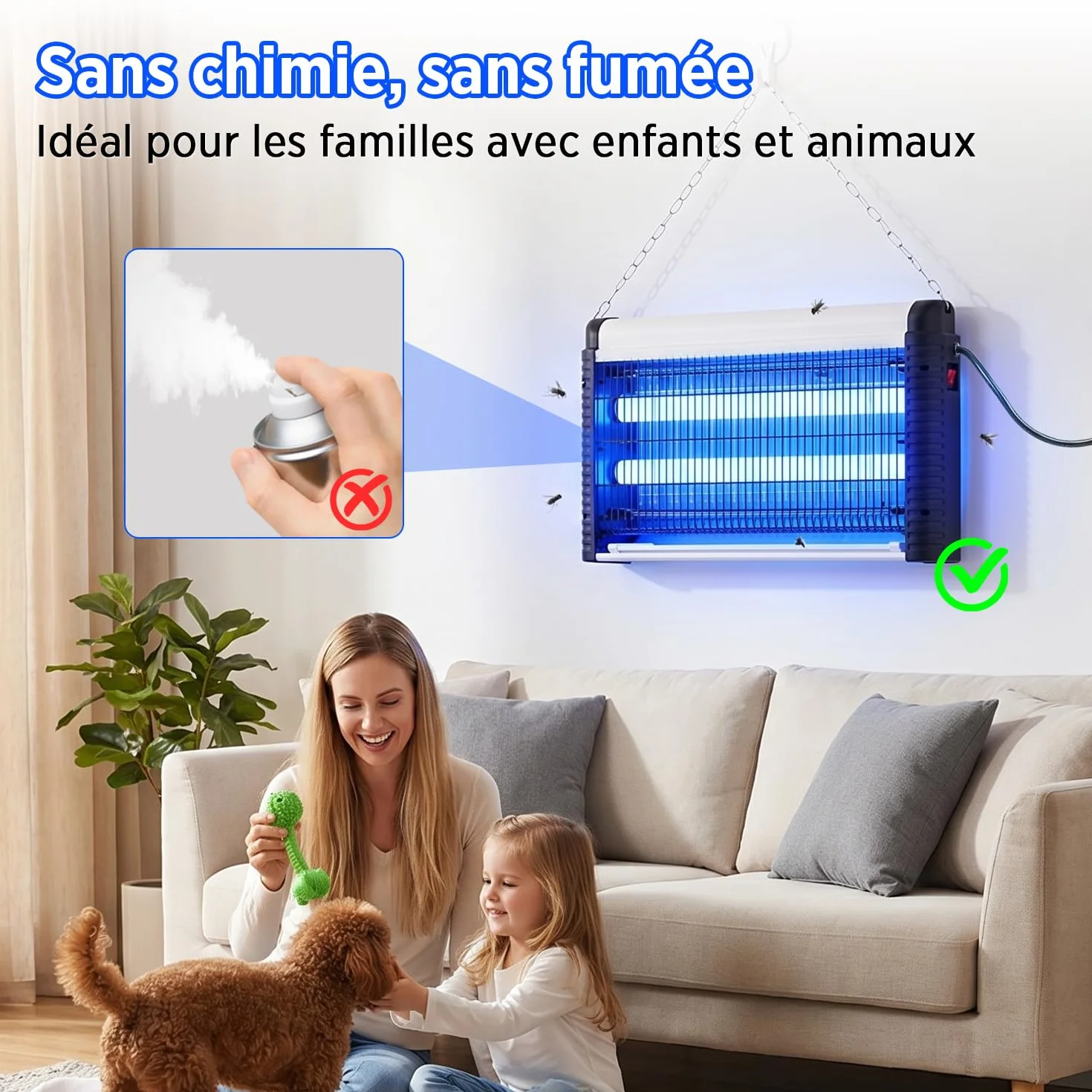 Lampe Anti Moustiques UV 35W 4000V Tue Mouche Électrique pour Intérieur 80m²
