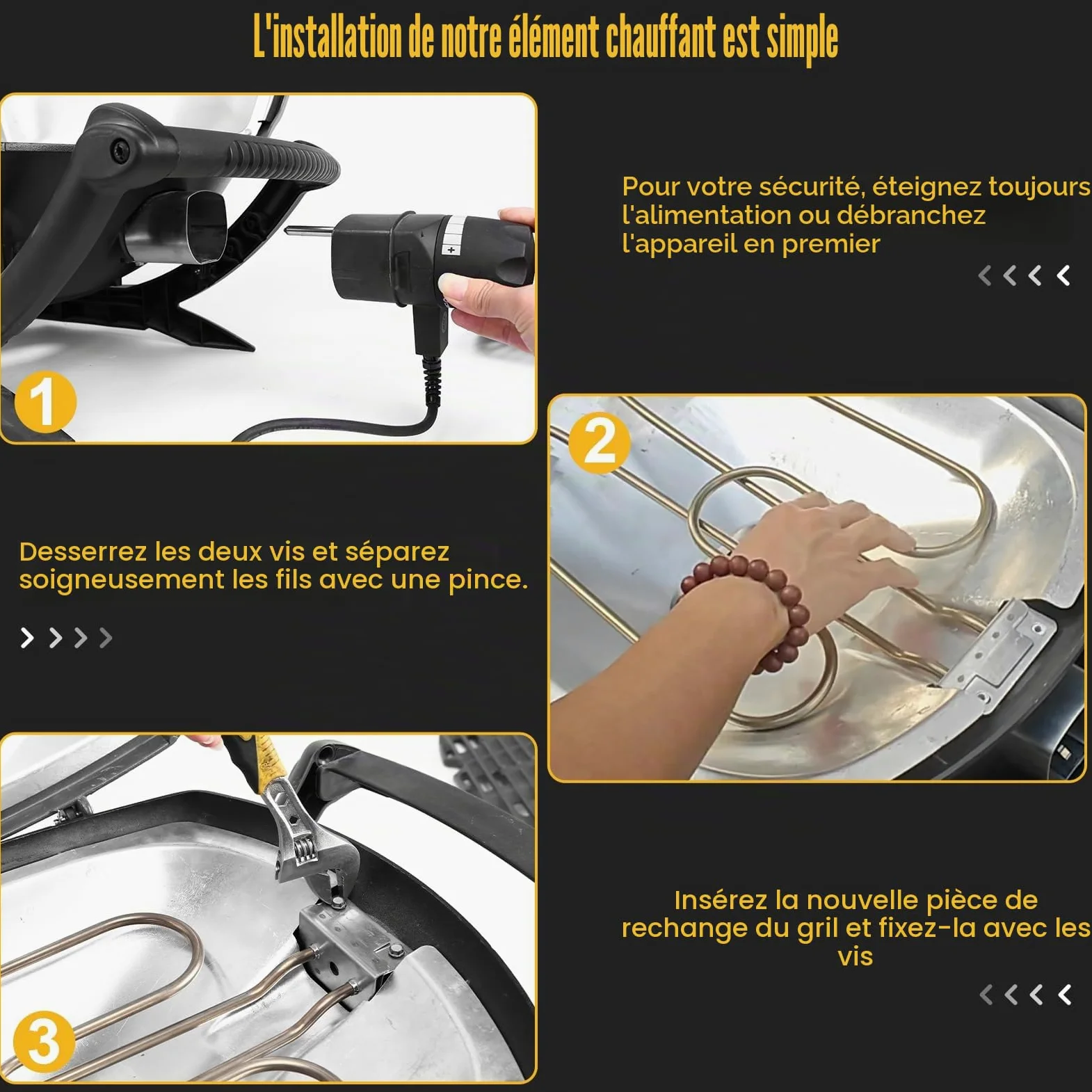 GFTIME Élément Chauffant de Rechange pour Weber Q240, Q2400 Barbecue électrique, Compatible pour Weber 55020001, élément Chauffant 2200 W, Acier Inoxydable, Spirale chauffante 230 V