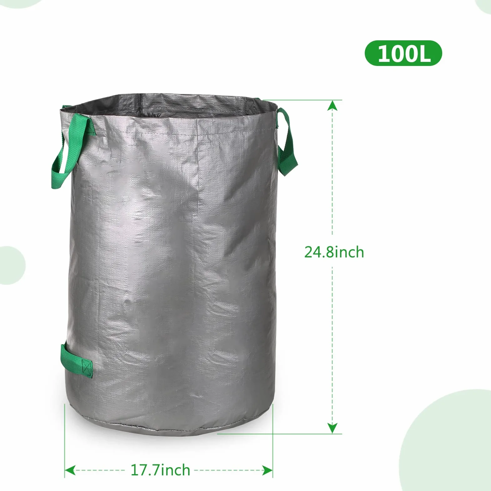 Hanzete Lot de 3 sacs à déchets de jardin réutilisables 100 l pour cour, recyclables, poubelles à feuilles, plantes, piscine, aménagement paysager, pelouse, terrasse