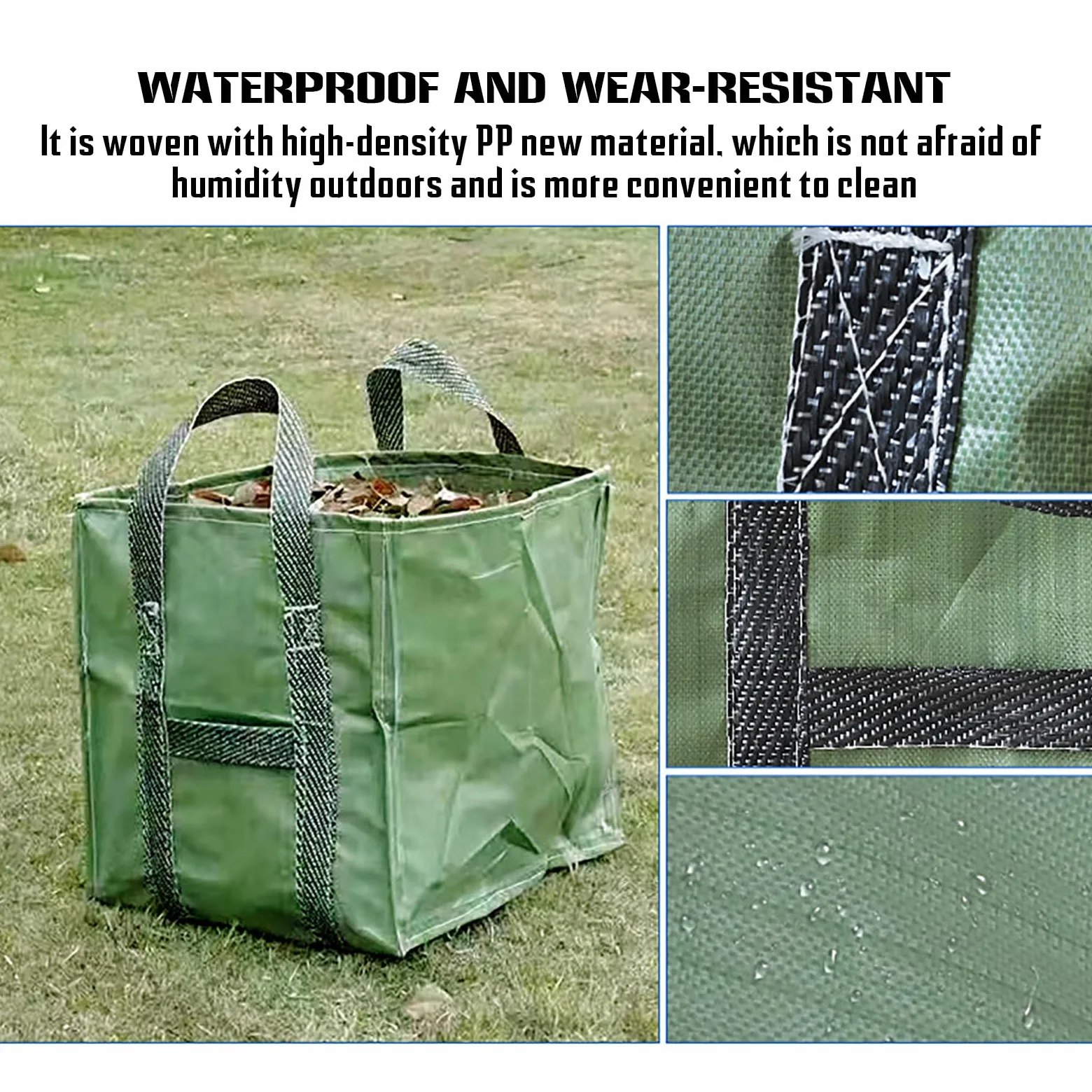Lot de 2 sacs de déchets de jardin autoportants, sacs de jardin réutilisables très résistants, sacs de rangement avec poignées pour la collecte des déchets de jardin, de l'herbe et des feuilles