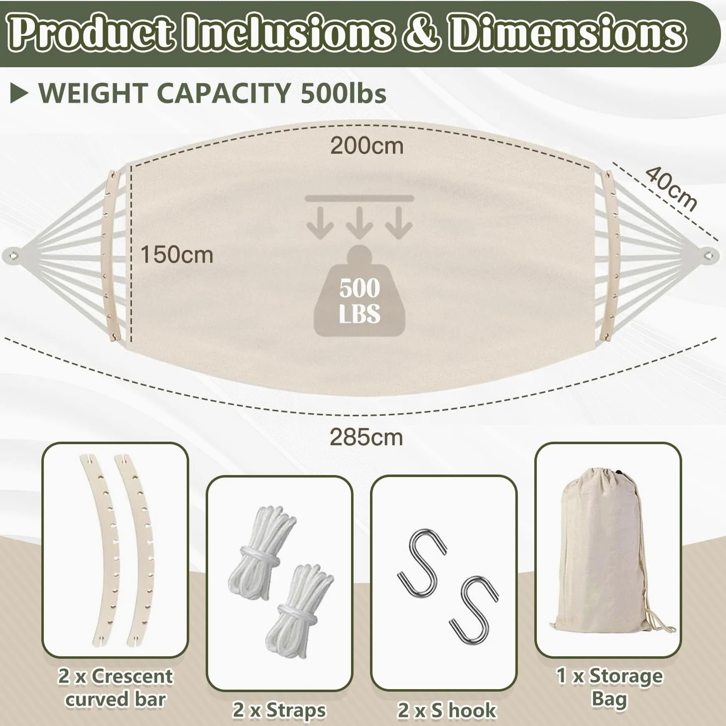 Fauteuil Suspendu Hamac Exterieur, Hamac Suspendu Chaise Hamac Bohème avec Sac de Rangement,Balançoire Suspendue Charge Max 440 lbs, Fauteuil Jardin Coton Toile Hamac Camping Patio (Beige)