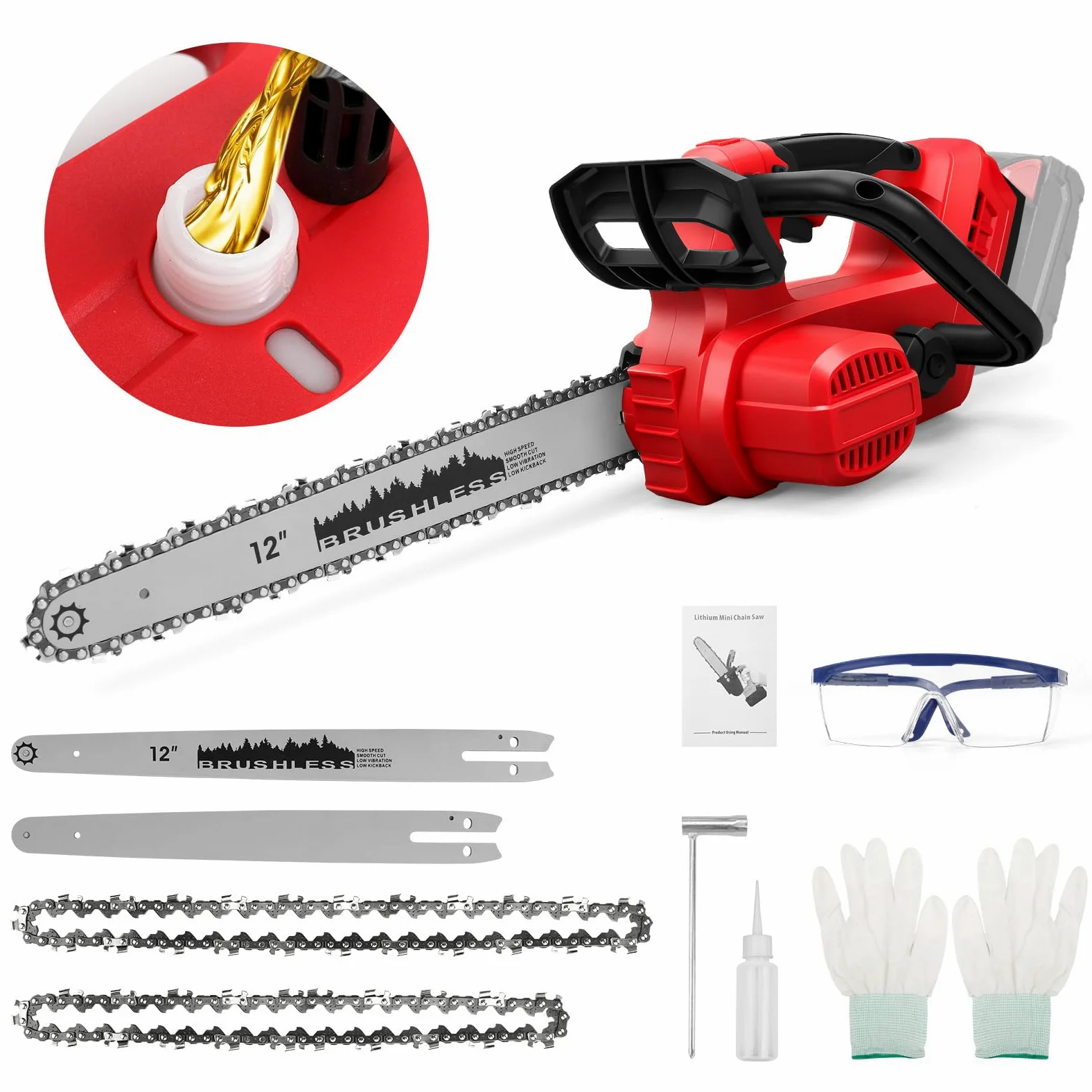 1100 WTronçonneuse sans fil pour Milwaukee 18 V batterie (sans batterie) | Roadtime moteur sans balais 8700 tr/min, longueur de coupe de 30,5 cm avec serrures de sécurité, vitesse de coupe