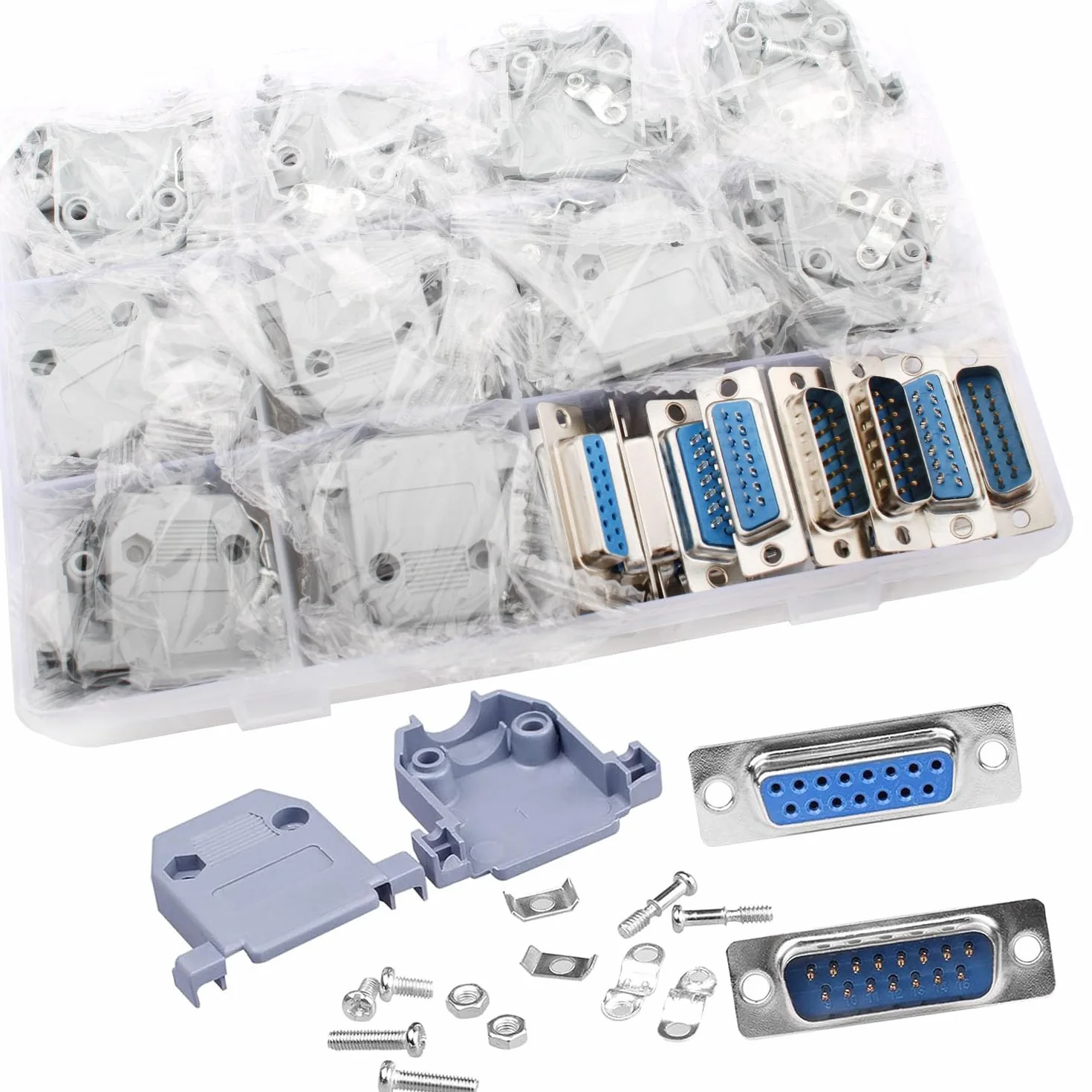 D-SUB 15 Pin RS232 DB15 Serial Adapter PCB Connector Plastic Cover