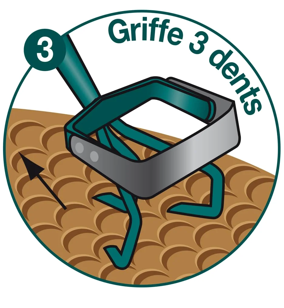 Griffe 3 dents + grattoir oscillant NaturOvert – outil désherbage et ameublissement sol – lame acier trempé 38-46 HRC – jardinage précis