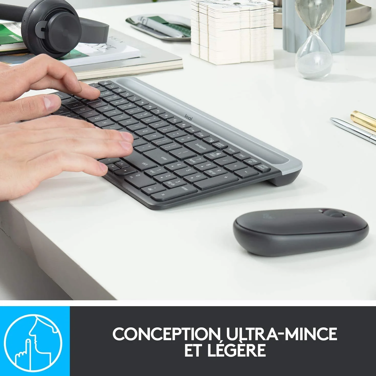 Logitech MK470 Combo Clavier et Souris sans Fil AZERTY Français Noir