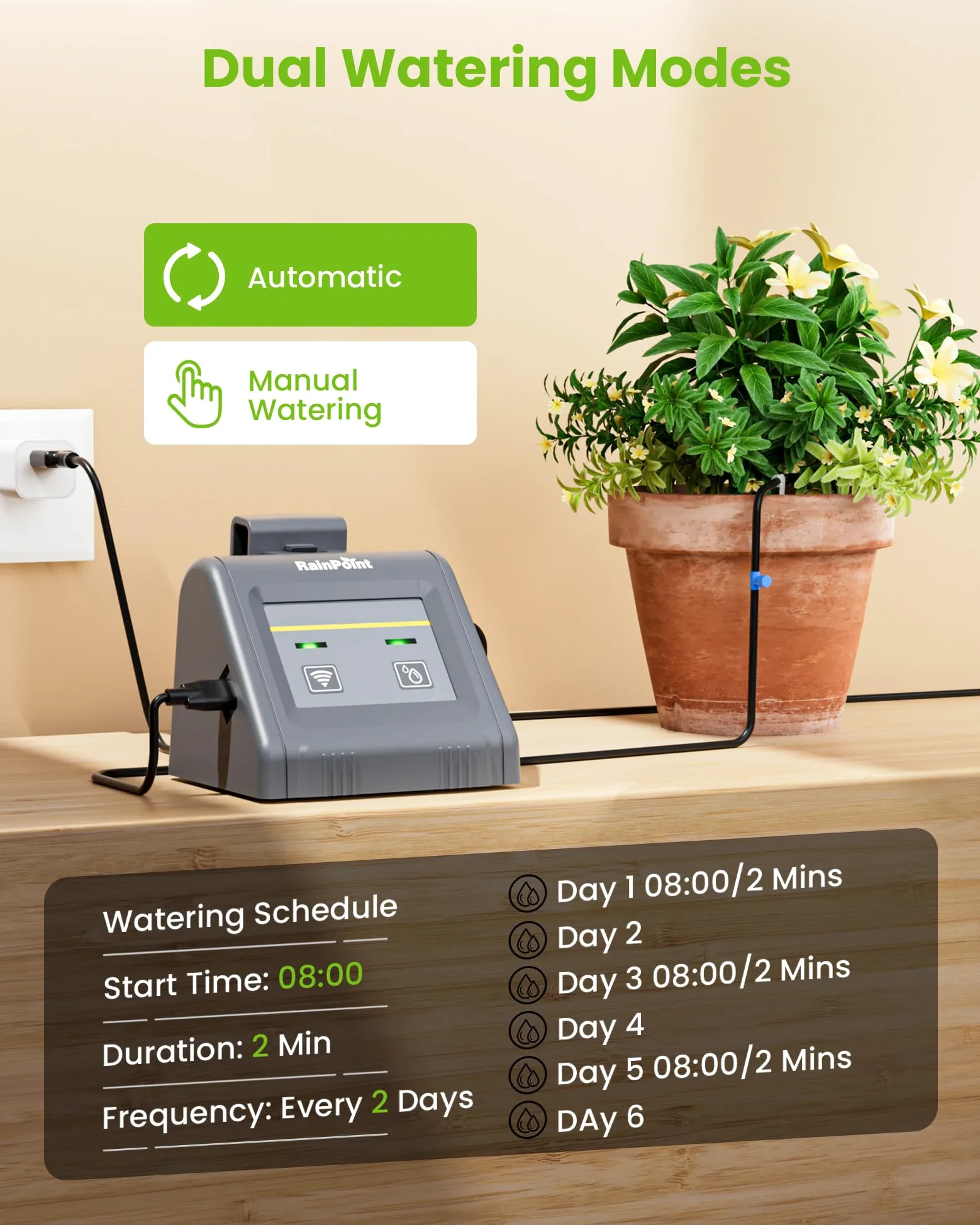 RAINTPOINT WiFiF Kit d'arrosage automatique goutte à goutte avec pompe