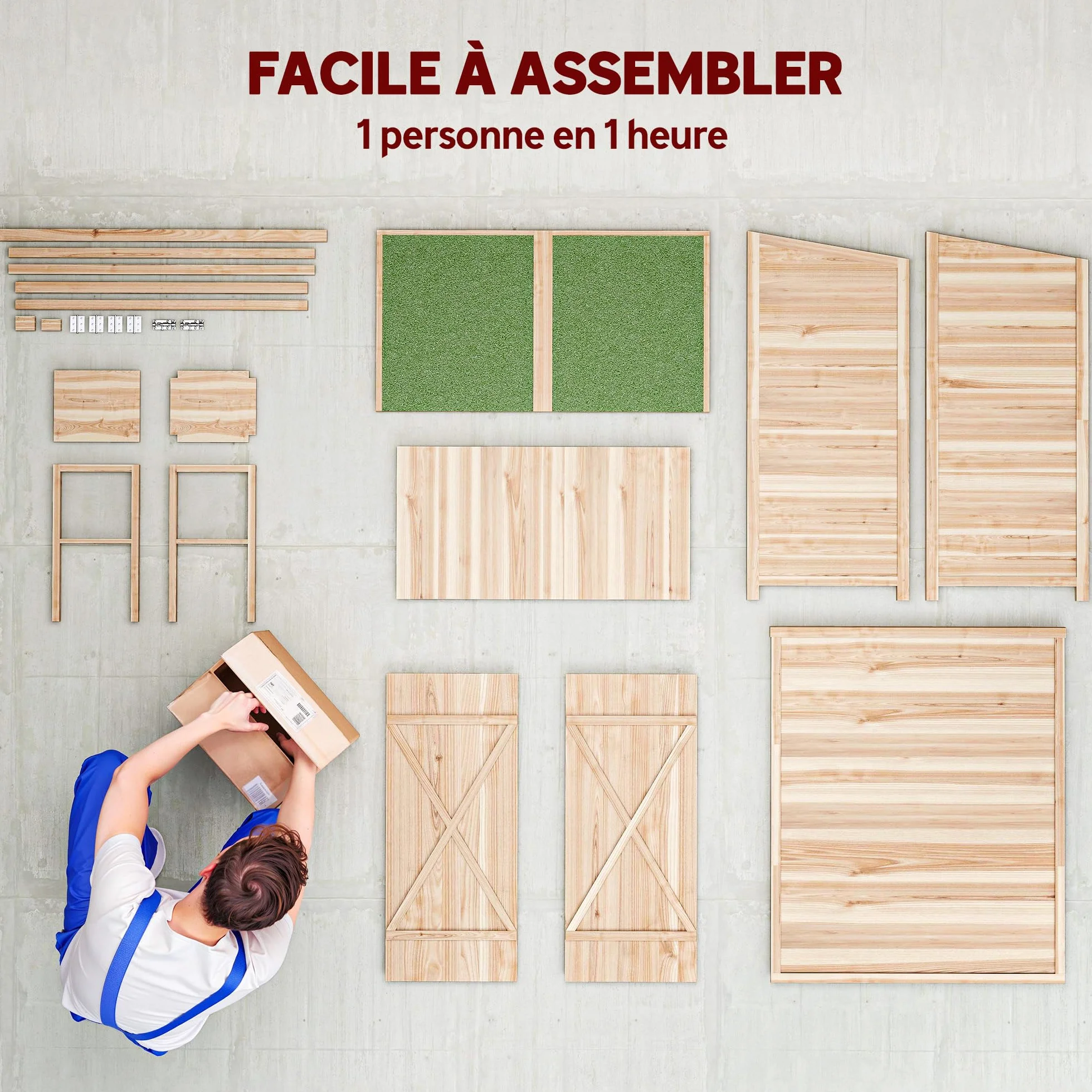 Outsunny Armoire de Jardin Cabane à Outils 2 Portes verrouillables Toit en Bitume imperméable Bois de Sapin 140x75x157 cm