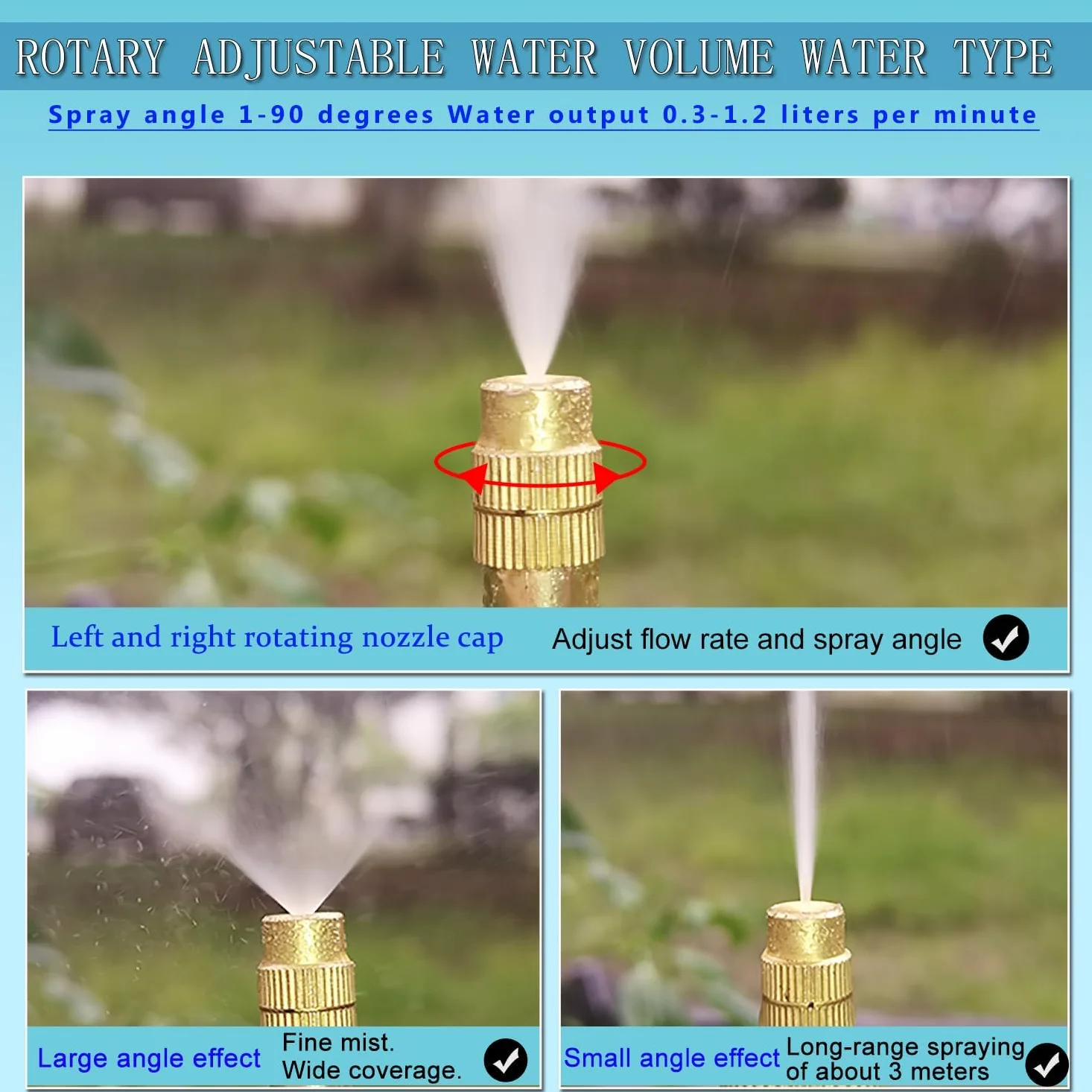 Kit d'irrigation goutte à goutte flexible à 360 ° avec tuyau de brume – Système d'irrigation automatique réglable pour jardin, pelouse et plantes (installation facile, configuration en 6 étapes)