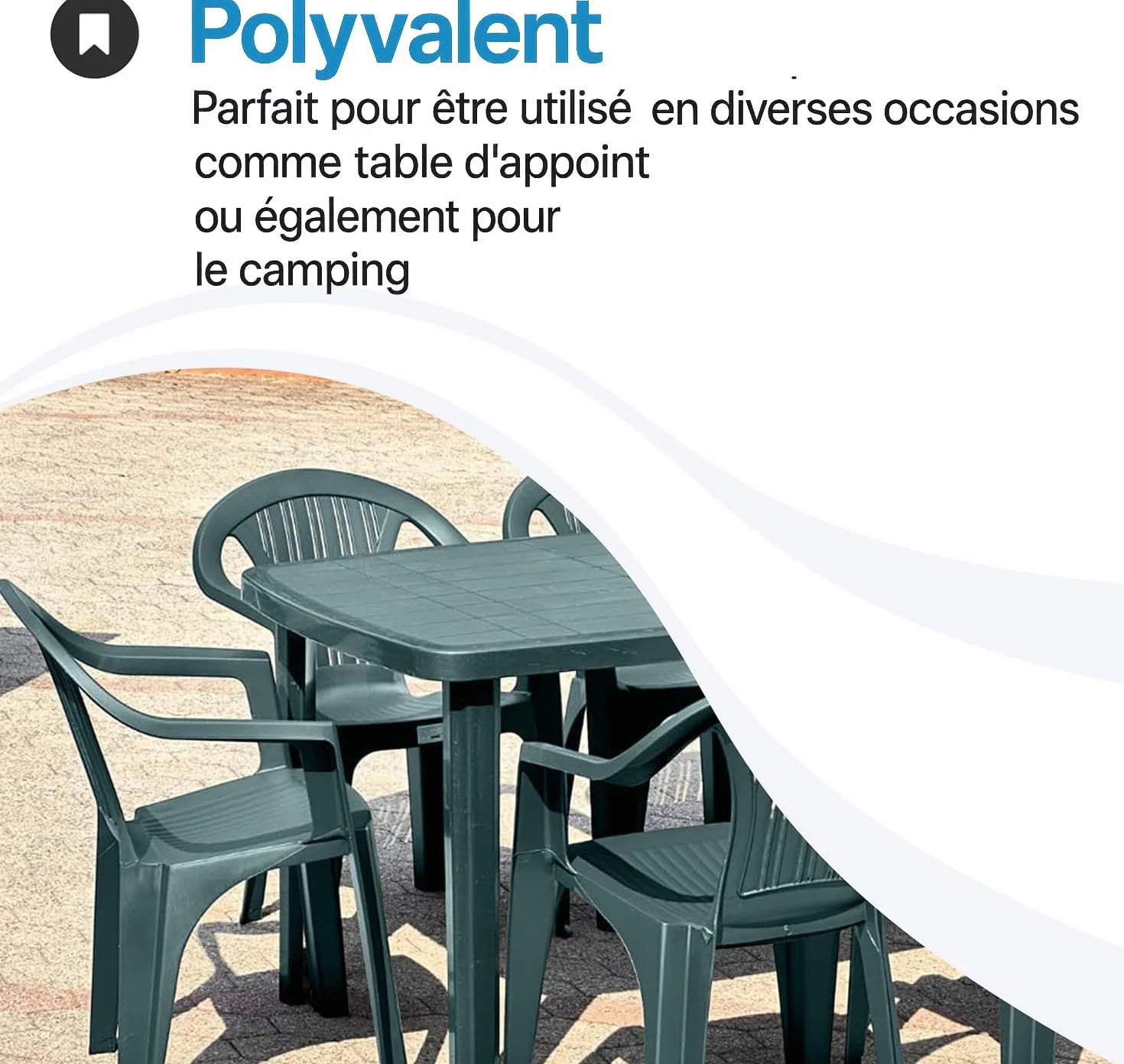 Tomaino Table de jardin carrée en plastique pour 6 places avec trou pour parasol