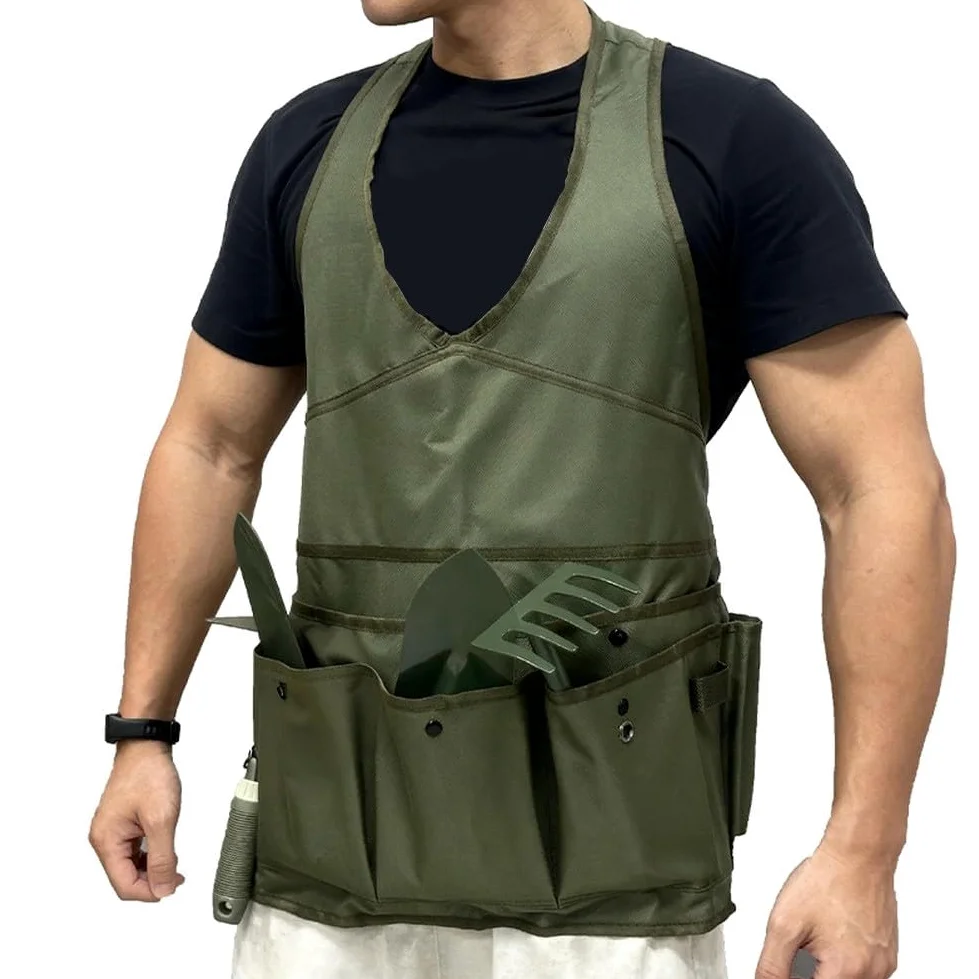 Tablier d'outils de jardinage avec plusieurs poches, fabriqué en tissu Oxford 600D, attache sécurisée, jardin, parterre de fleurs et patch de légumes