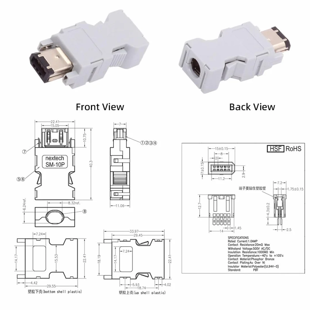 Chenyang Firewire IEEE 1394 SM 6 broches Connecteur Servo CN3 CY-CN-010-MA