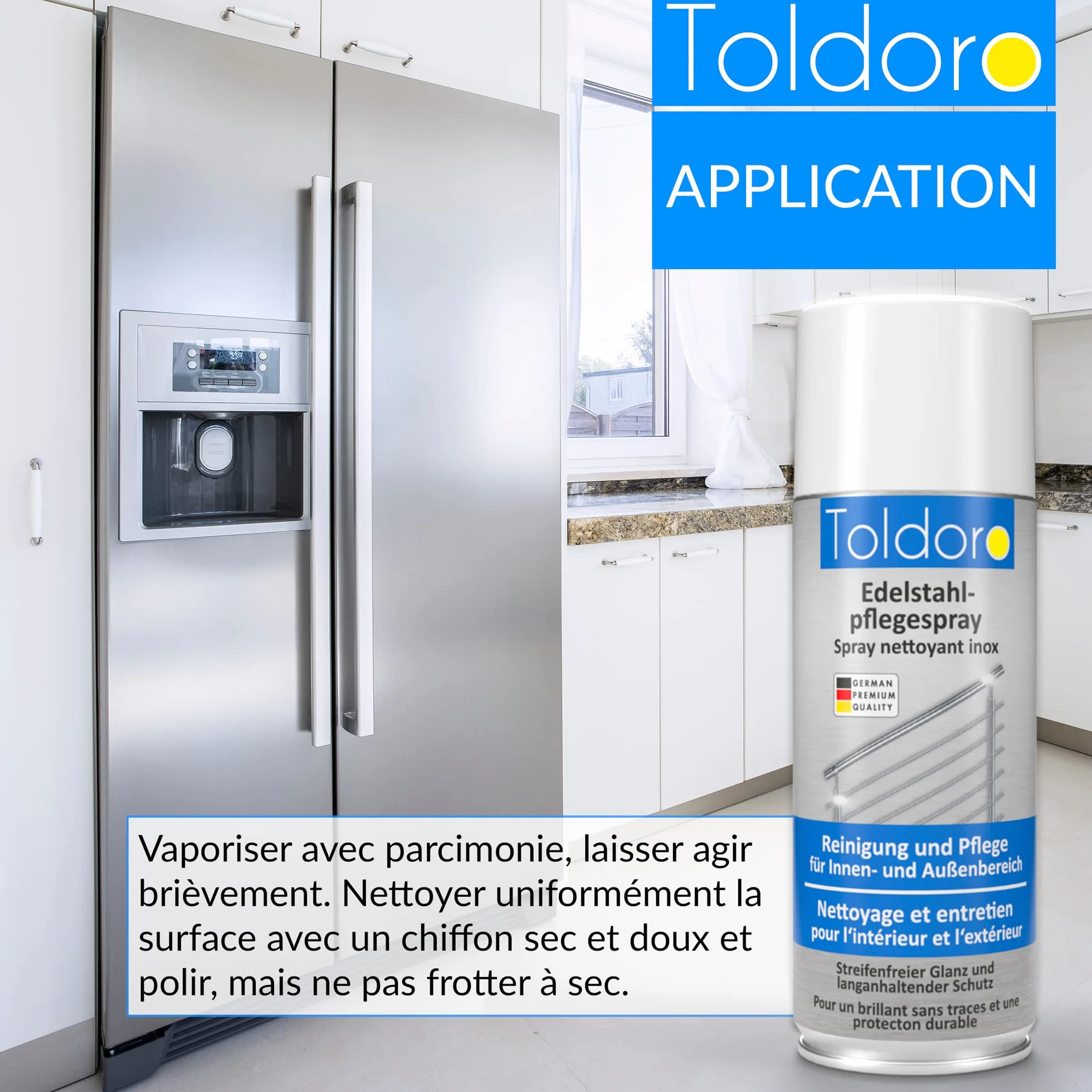 Nettoyant inox professionnel 400ml Toldoro vaporisateur degraissant barbecue cuisine