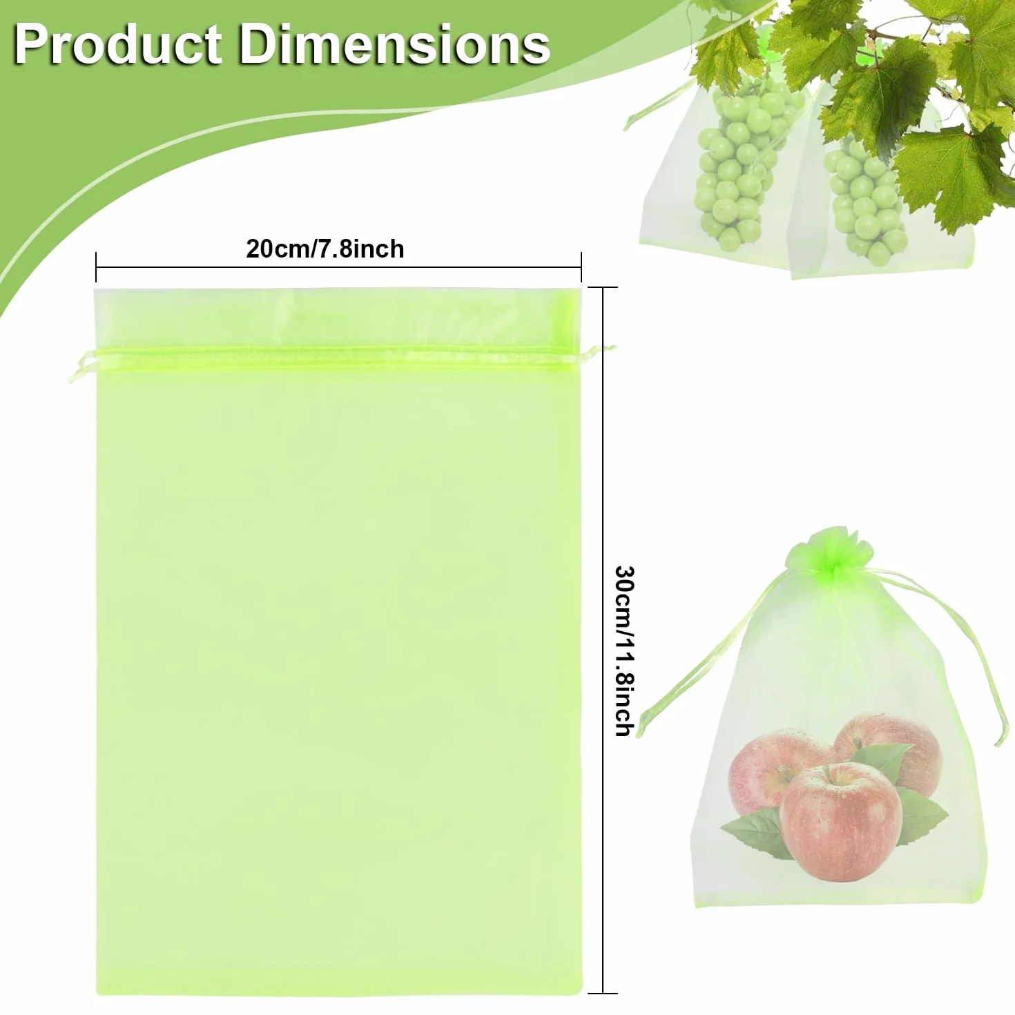 Sachet Protection Raisin 100 Pièces 20 x 30cm Vert Armée