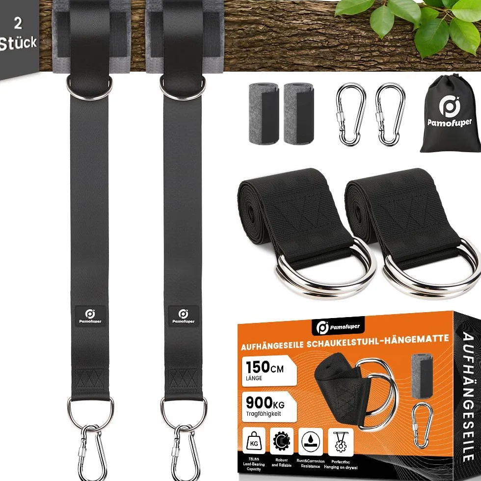 Kit de Suspension Double pour Hamac et Balançoire 400 kg Noir 150cm