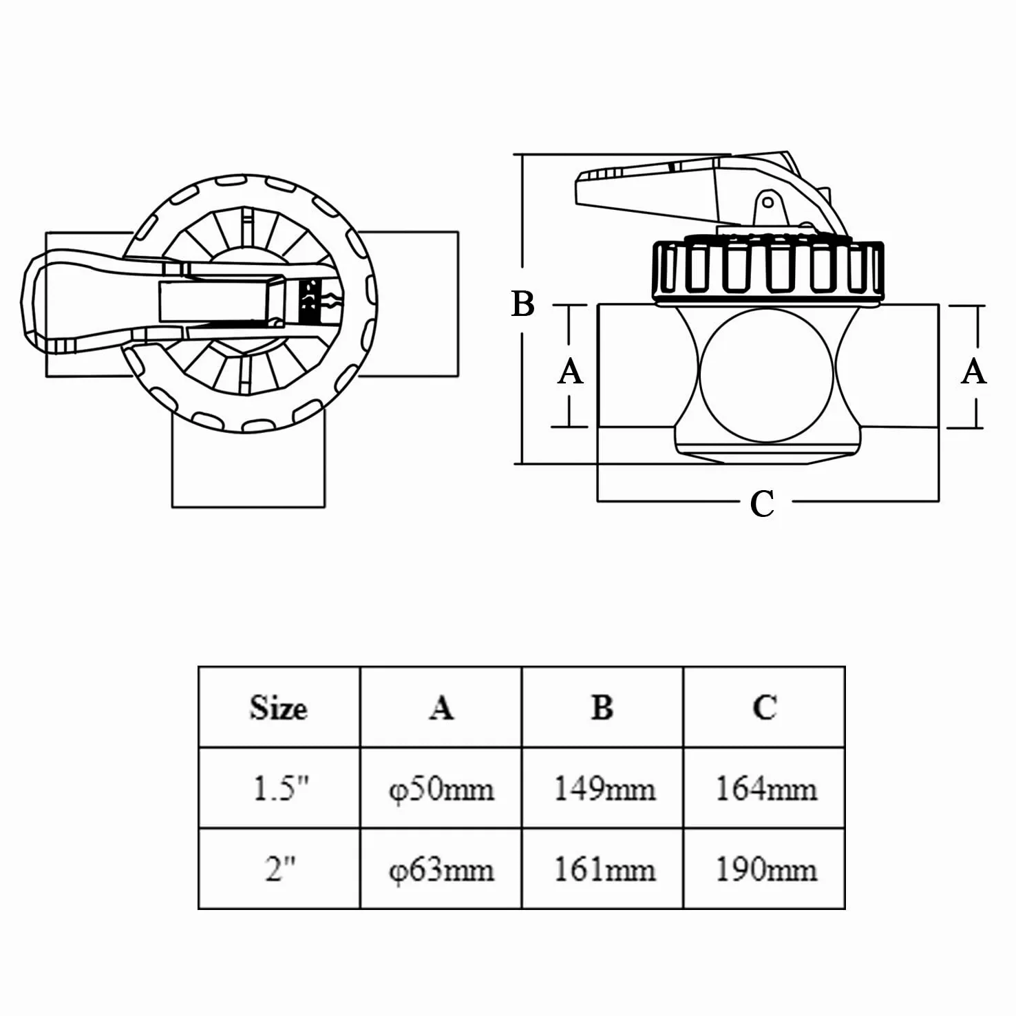 Vanne 3 voies pvc 50mm 63mm vanne arrêt piscine bille à coller vanne boisseau spherique robinet sphere tuyau agricole jardin