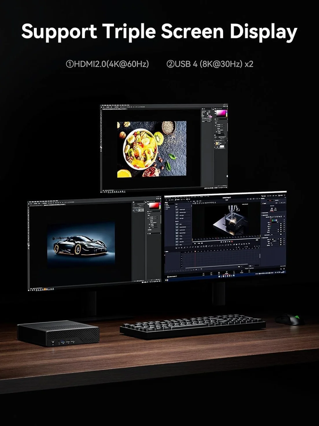 MINIS FORUM MS-01 Mini Workstation Core i5-12600H Mini PC vPro 10Gbps SFP+ 2.5G RJ45 USB4 PCIe4.0x16 M.2 2280 U.2 SSD