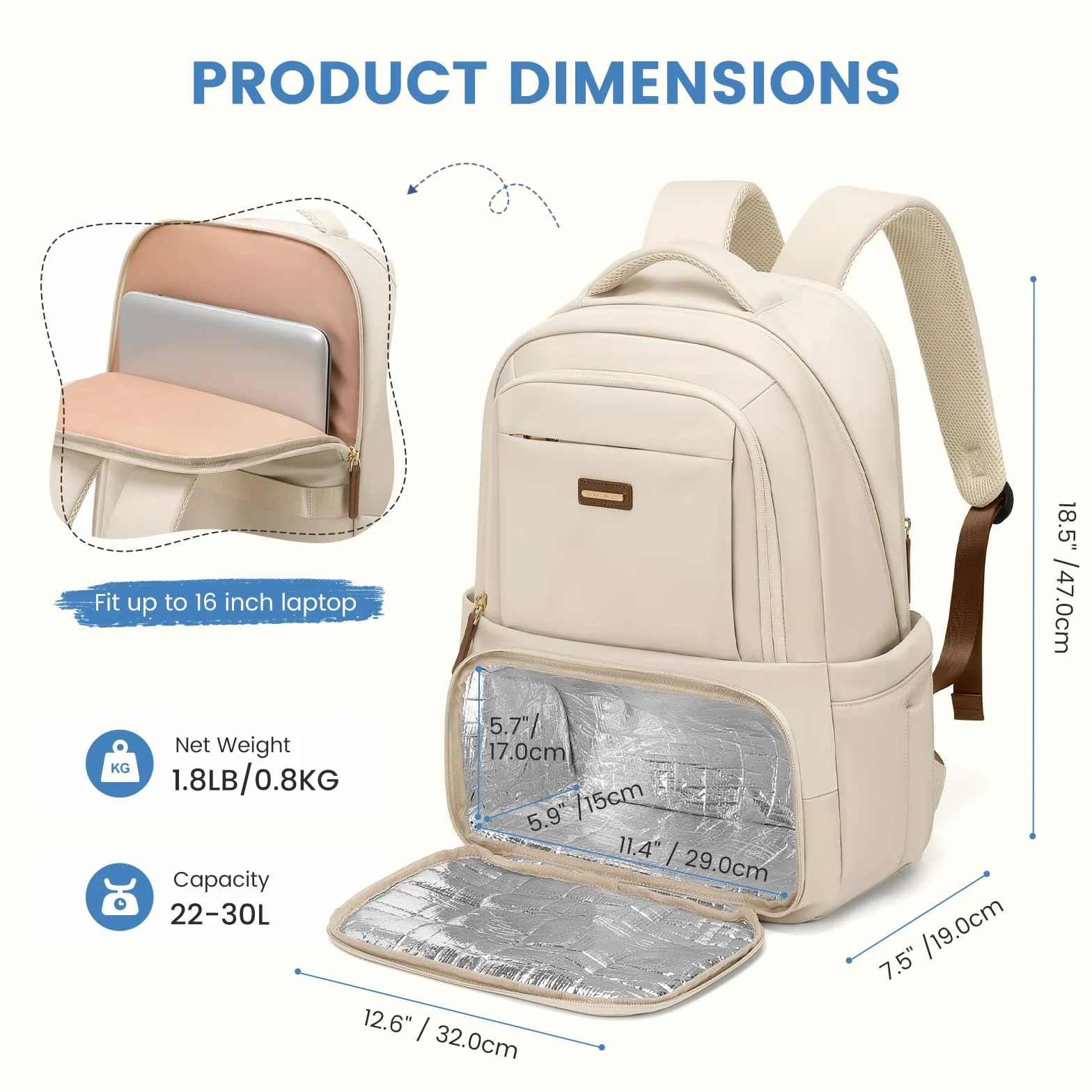 Sac à Dos Isotherme GOLF SUPAGS 16 Pouces Ordinateur Compartiment Isotherme Camping Voyage