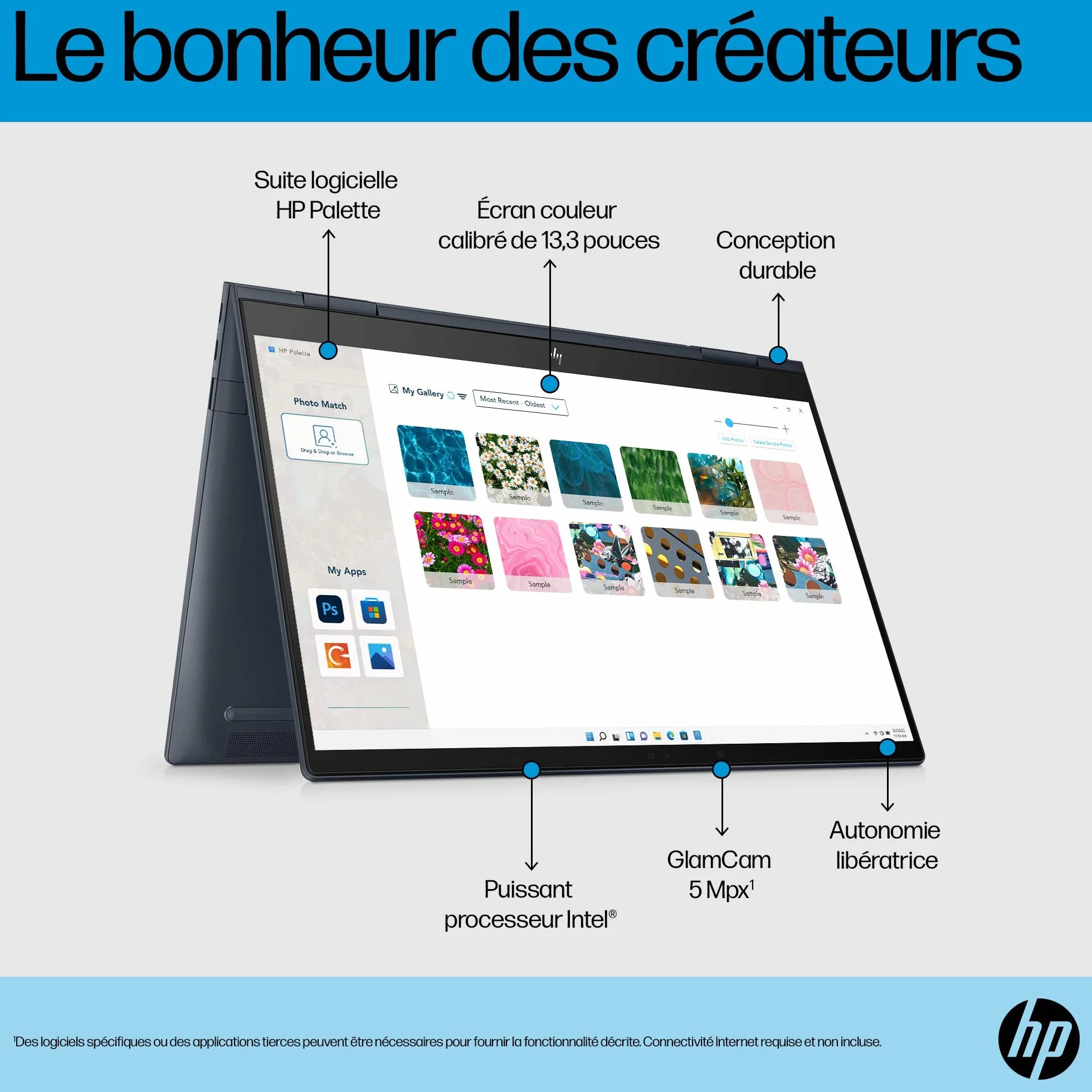 HP Envy x360 13-bf0000sf Ordinateur Portable Convertible Intel Core i5 1230U 16 Go RAM 512 Go SSD Intel Iris XE Écran 13.3" 2.8K Touch OLED Windows 11 Clavier AZERTY Blue