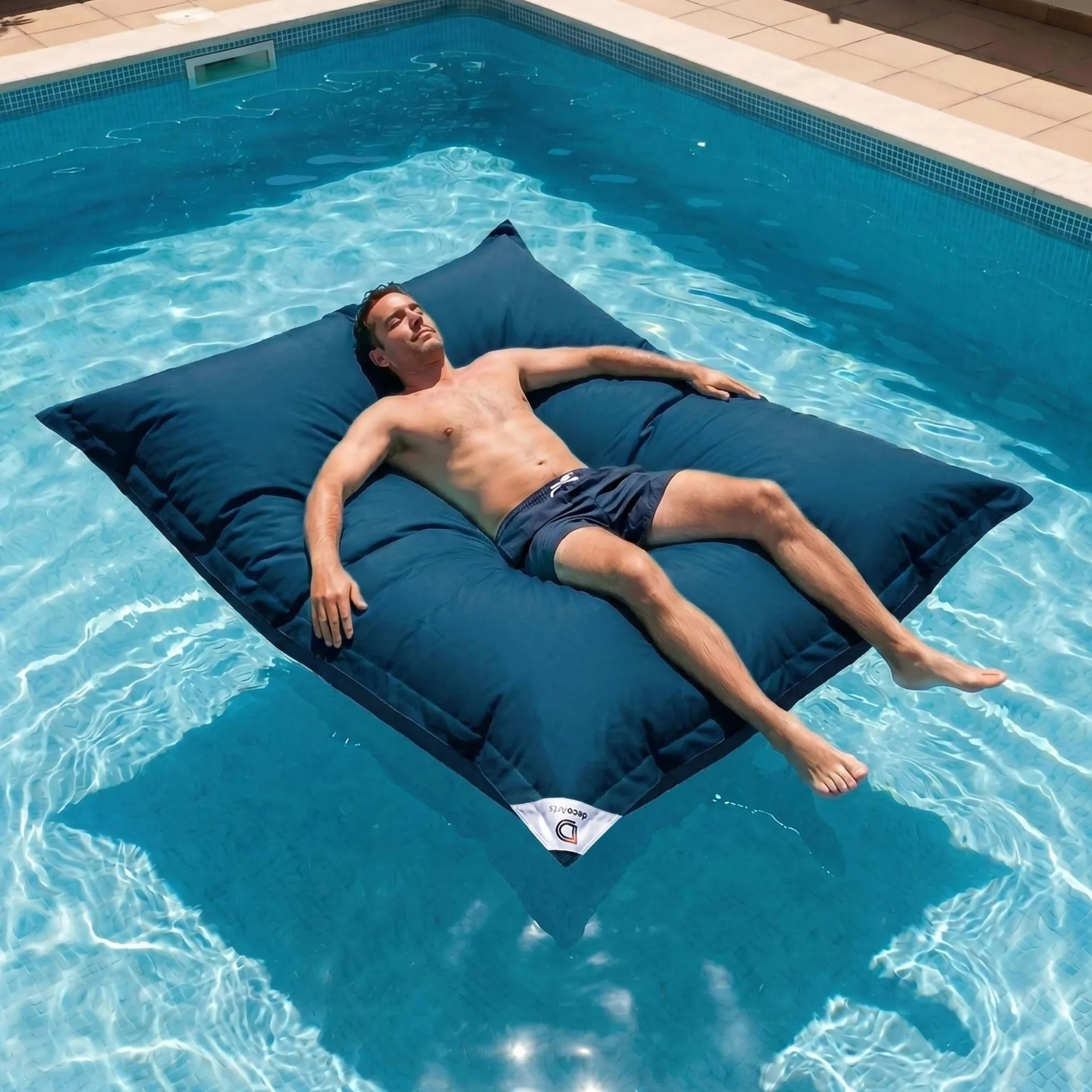 Housse Pouf Géant XXL 180x140cm Déhoussable Flottant Piscine Bleu Pétrole