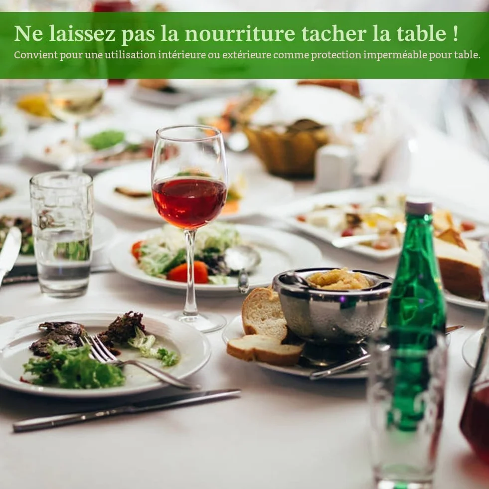 Nappes Jetables Blanche 150 x 280cm Imperméable en PEVE Rectangulaires pour Fête Pique-Nique Barbecue Mariages Banquet